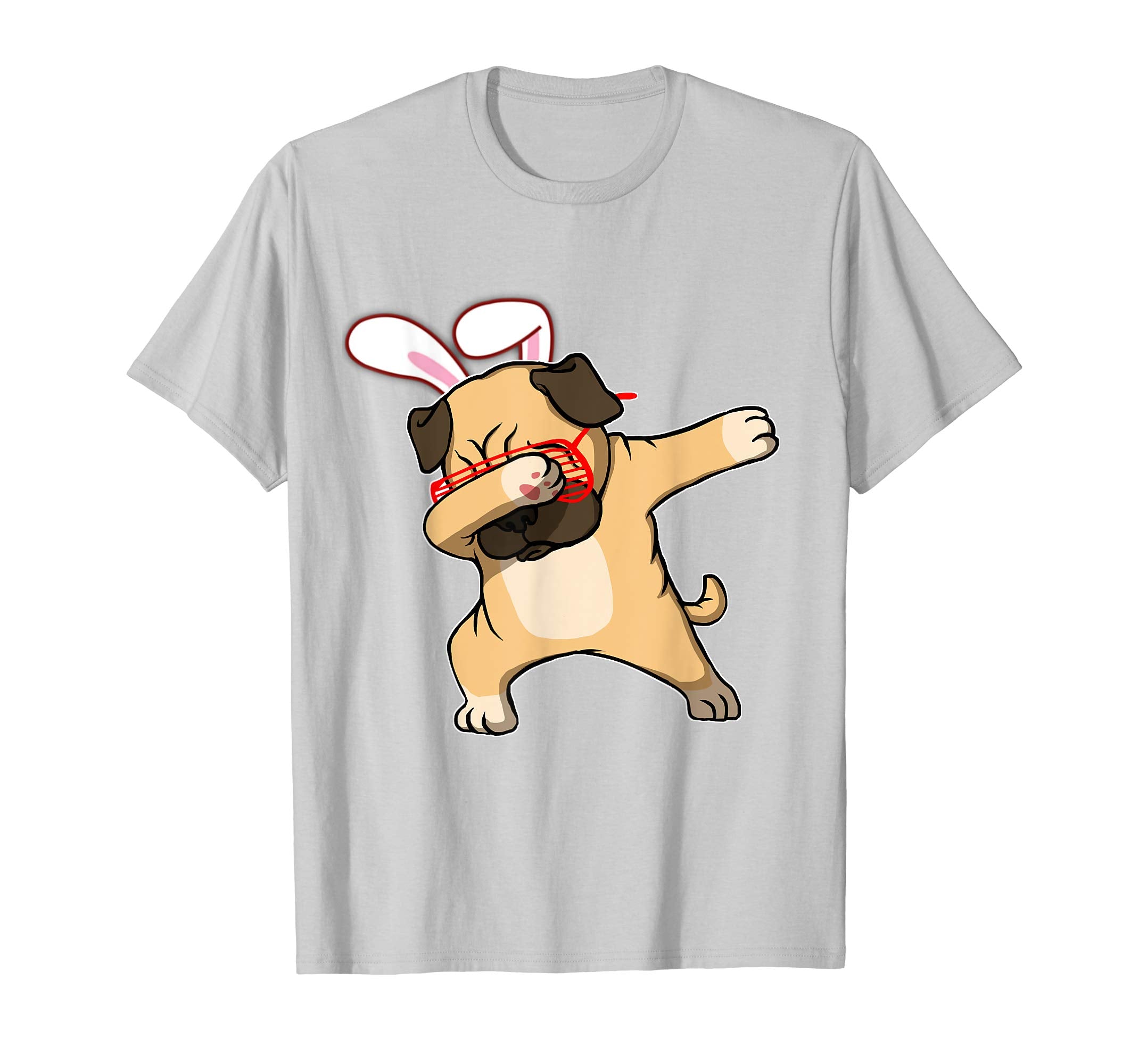 Easter Bunny Dabbing Pug Dog Tshirt Rabbit Ears Animal Gift