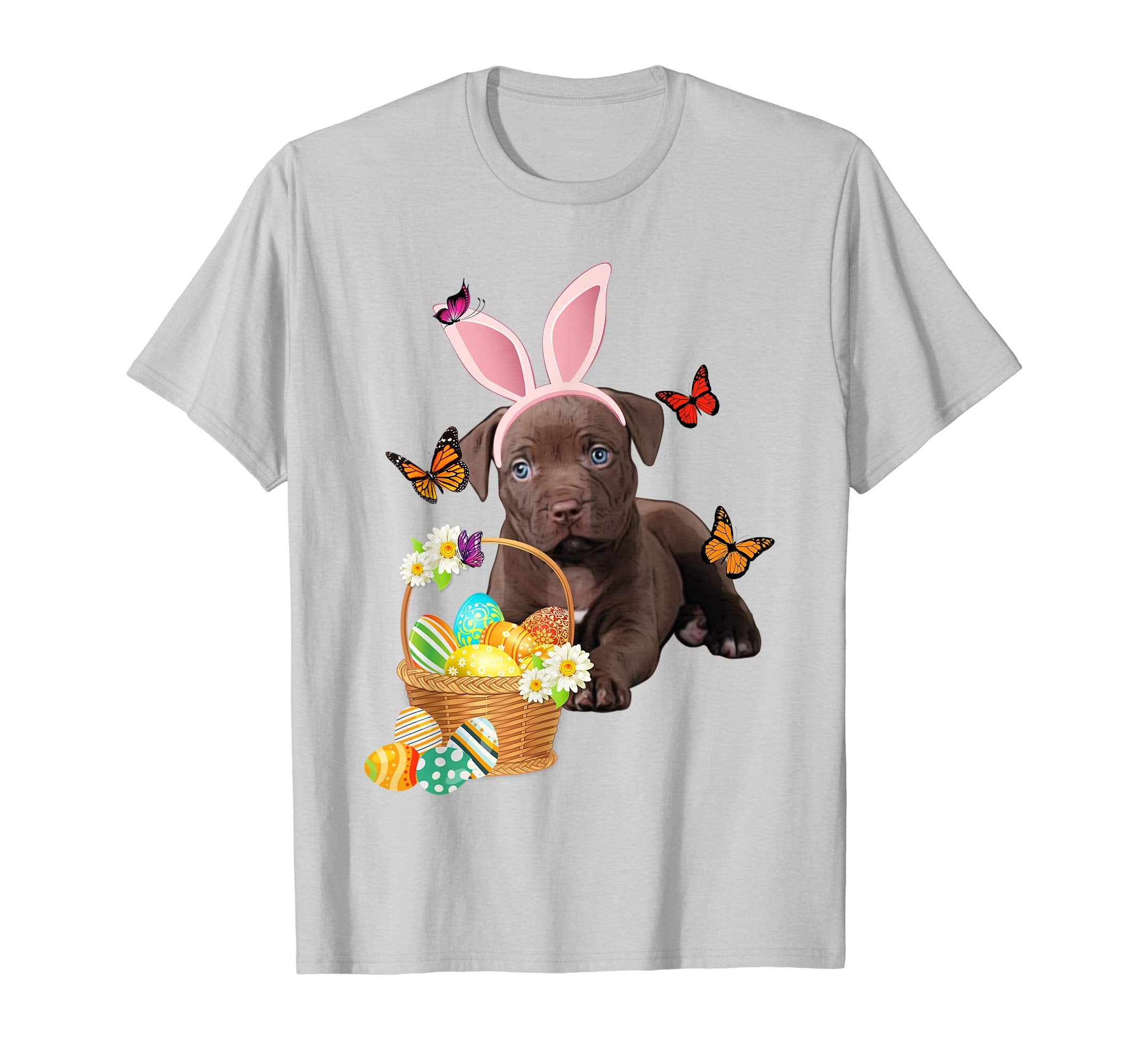 Pitbull Baby Bunny Hat Rabbit Easter Eggs Shirt