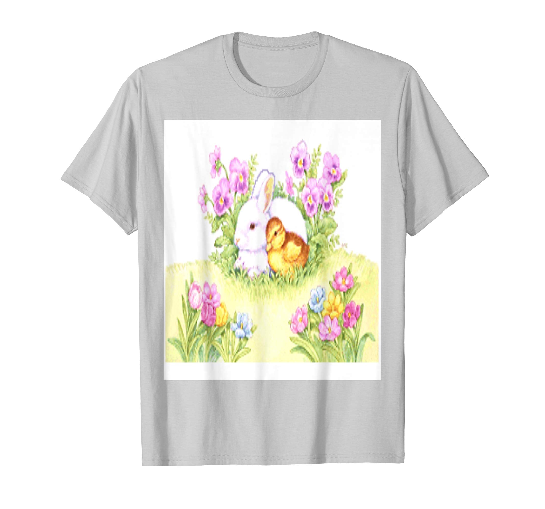 Easter Bunny, Duckling and Flowers Standard T Shirts