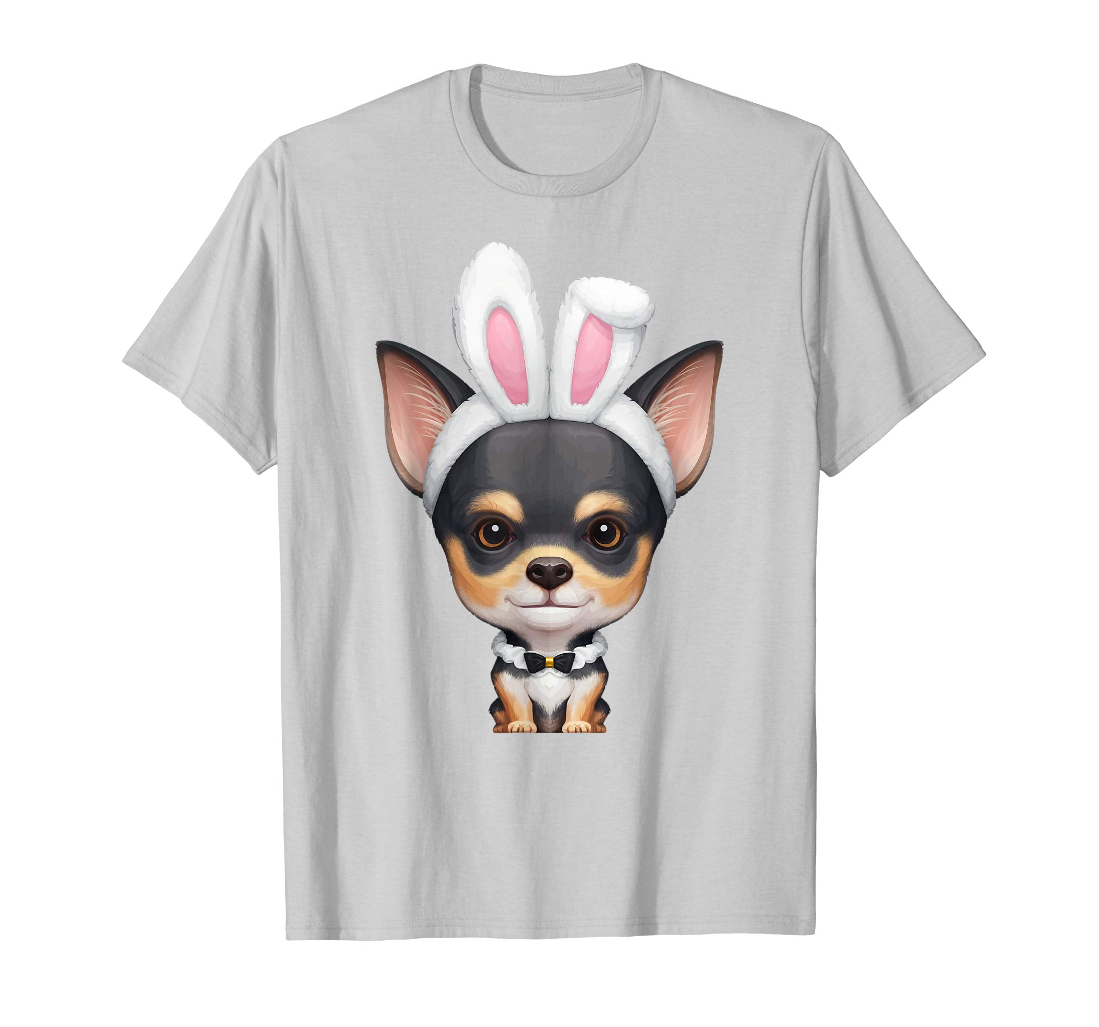 Tricolor Shorthaired Chihuahua Easter Bunny T-Shirt