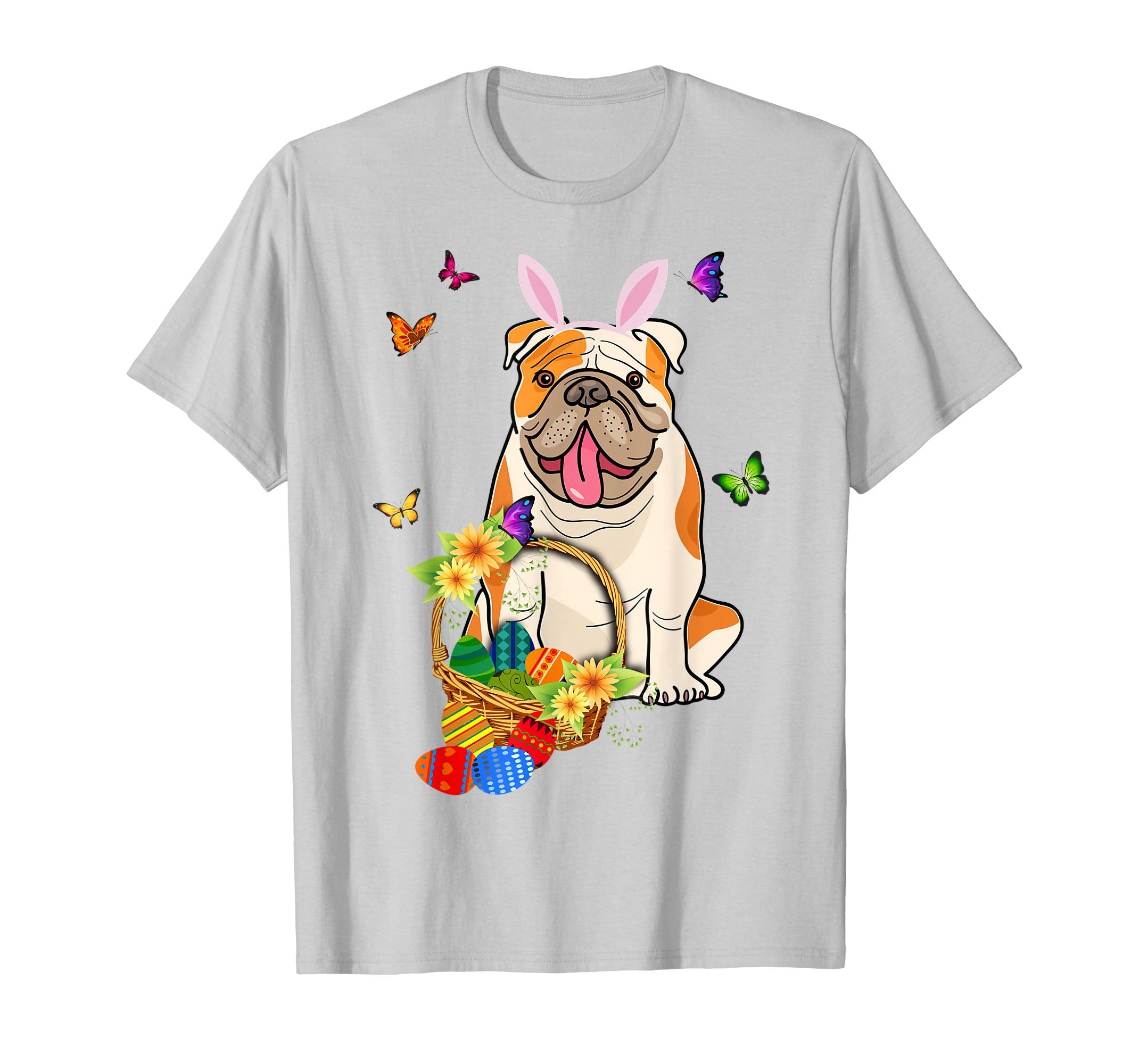 Bulldog Bunny Hat Rabbit Easter Eggs Shirt