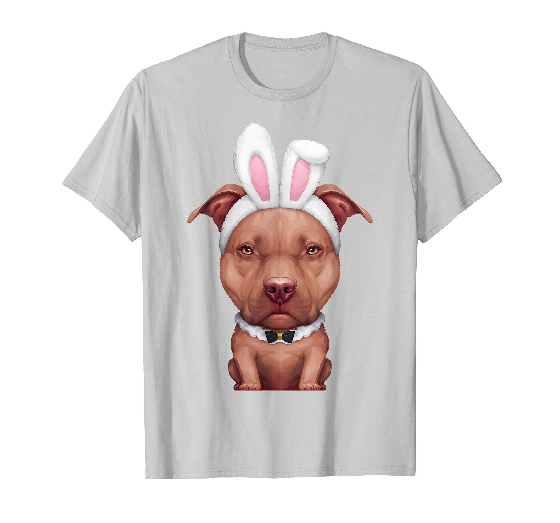 Chocolate Pit Bull Terrier in Easter Bunny Costume T-Shirt