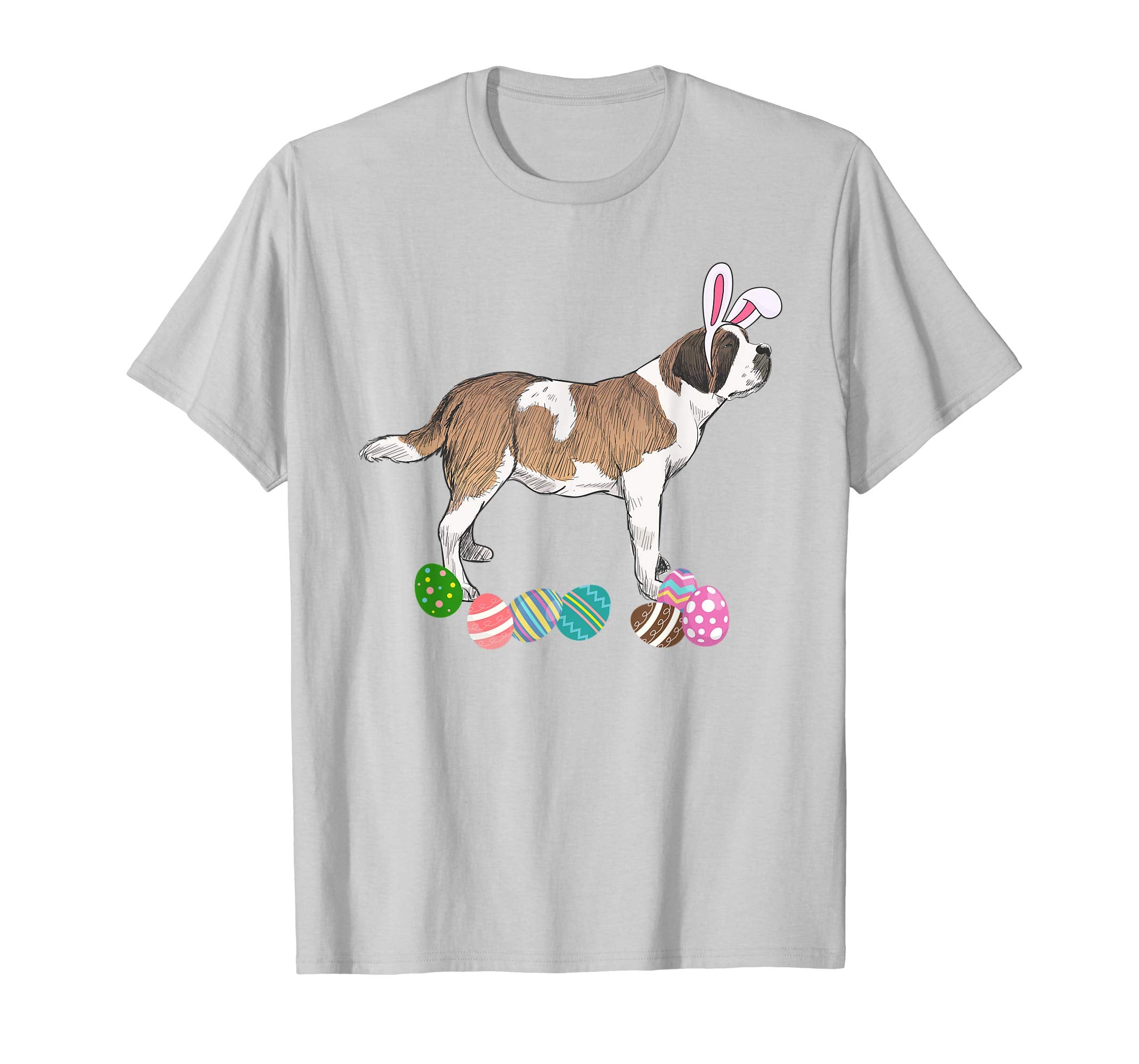 Saint Bernard Bunny Rabbit Hat Easter Eggs Happy T-Shirt