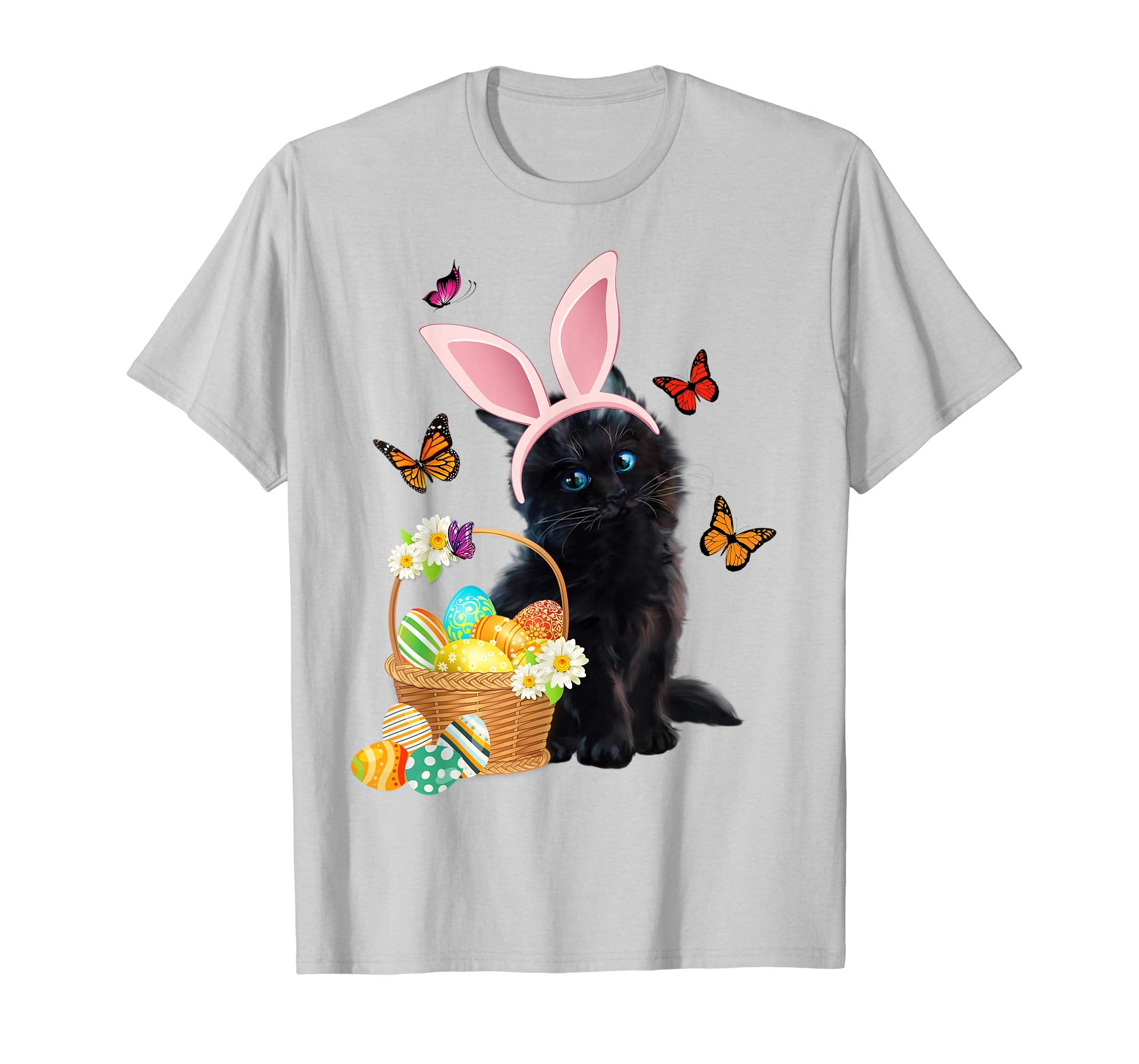 Black Cat Bunny Hat Rabbit Easter Eggs Shirt