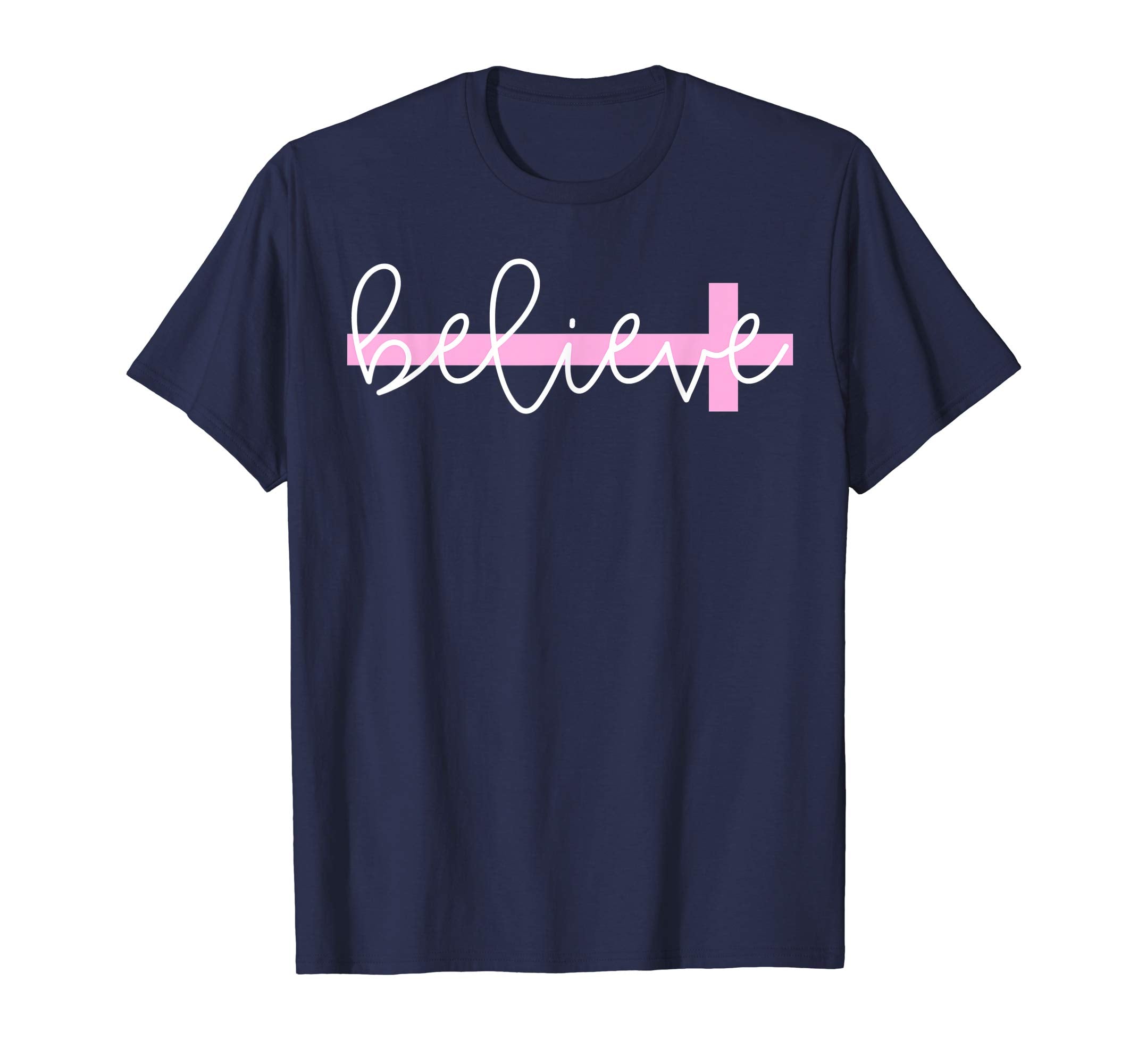 Believe Cross Christian Shirt Women's Girl's Tee for Easter