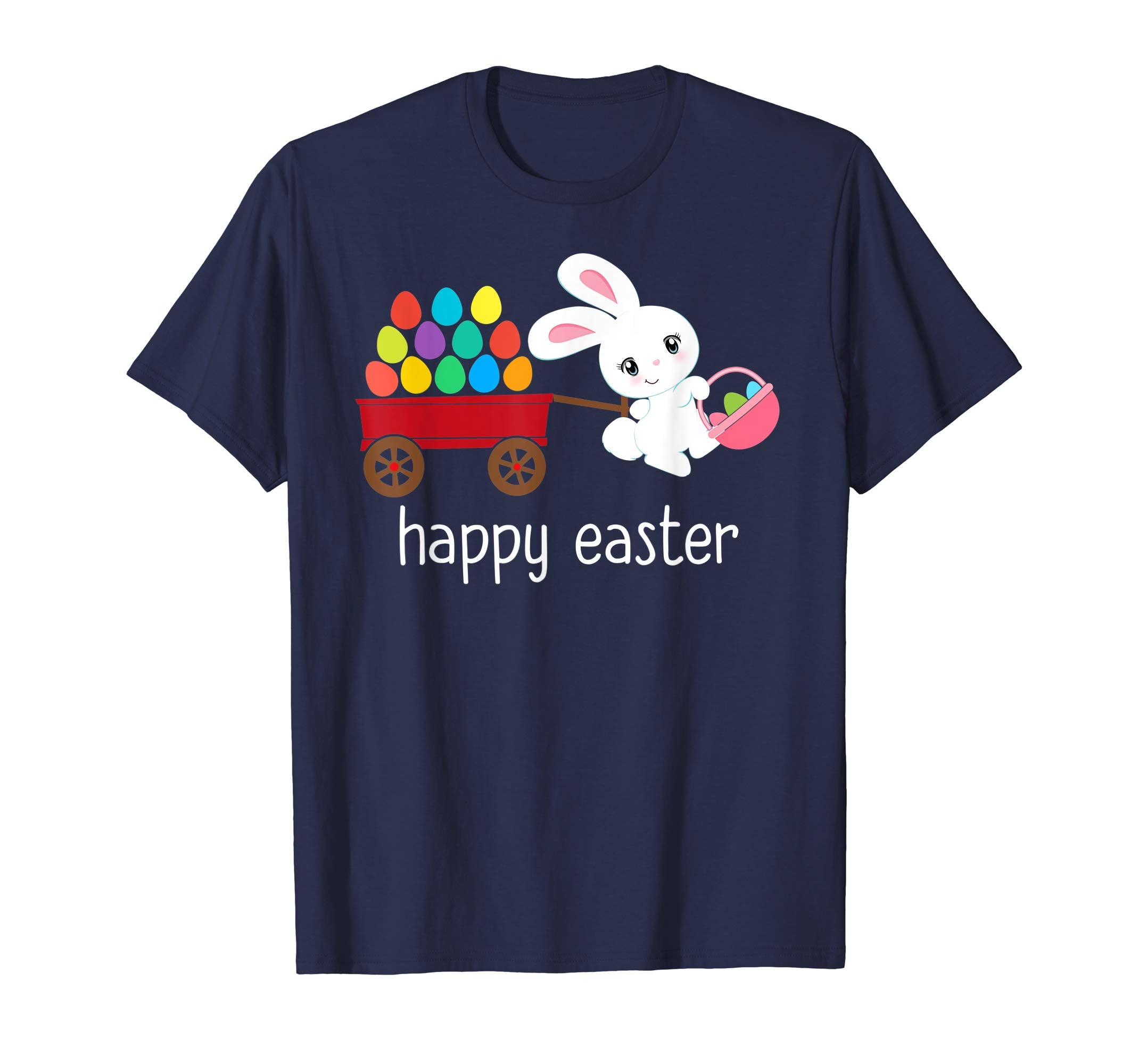 HAPPY EASTER Bunny Egg Hunt Basket Shirt Girls Kids Toddlers