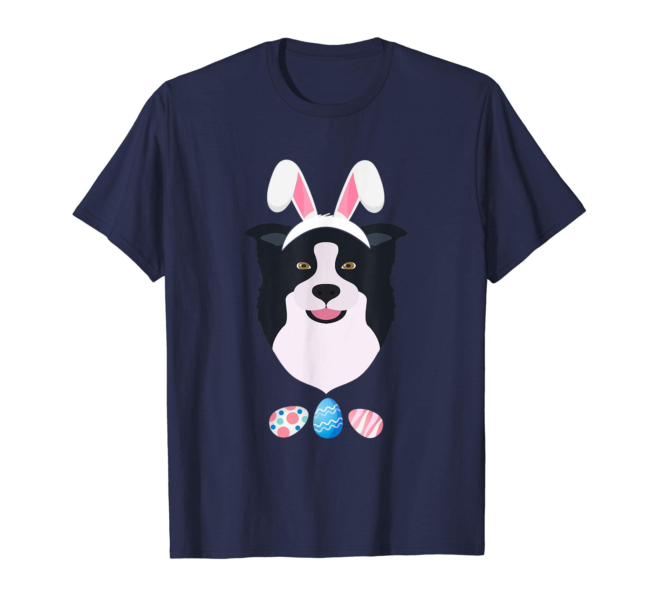 Funny Easter Border Collie With Bunny Ears And Eggs T Shirt