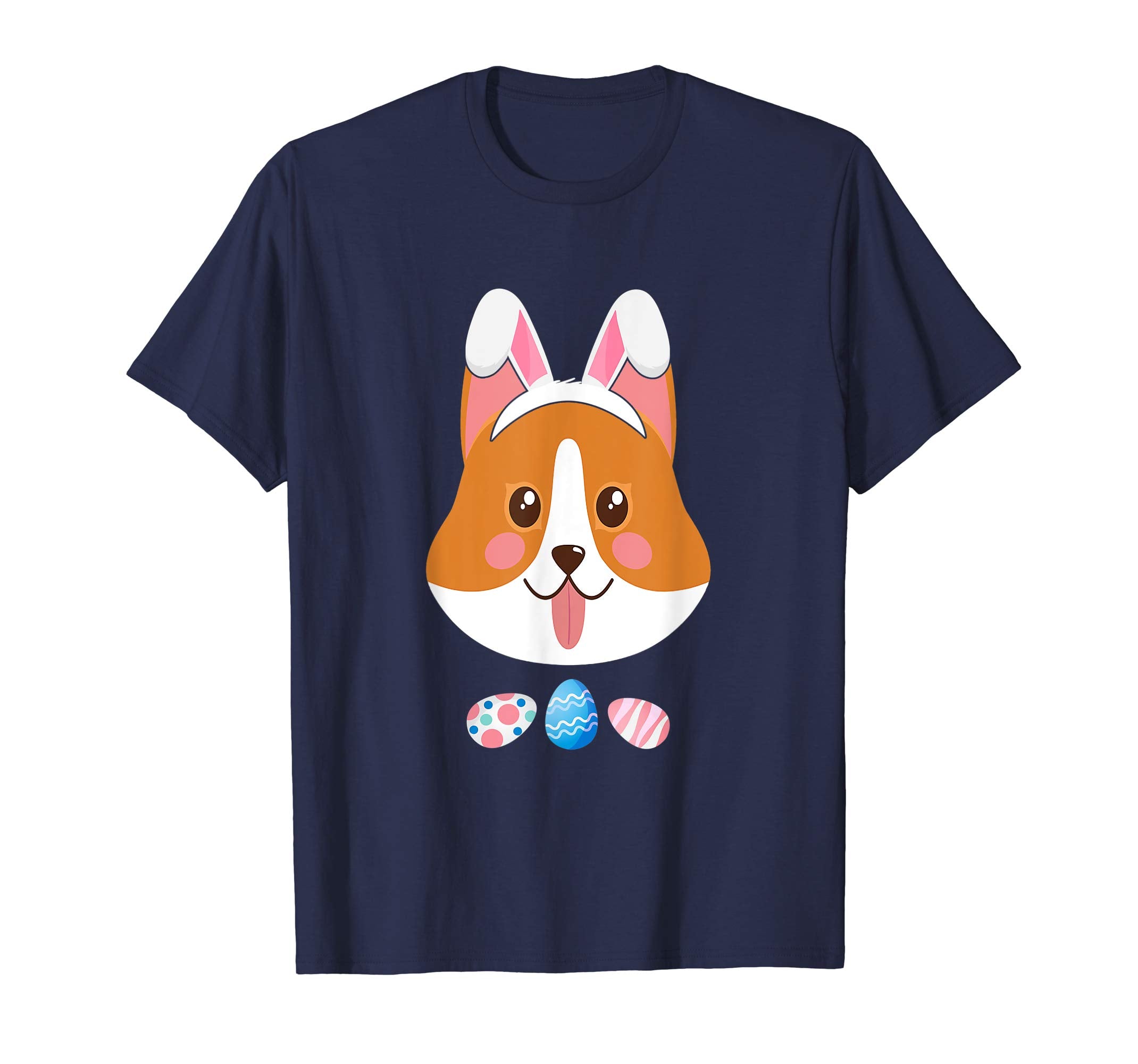 Funny Easter Corgi With Bunny Ears And Eggs T Shirt