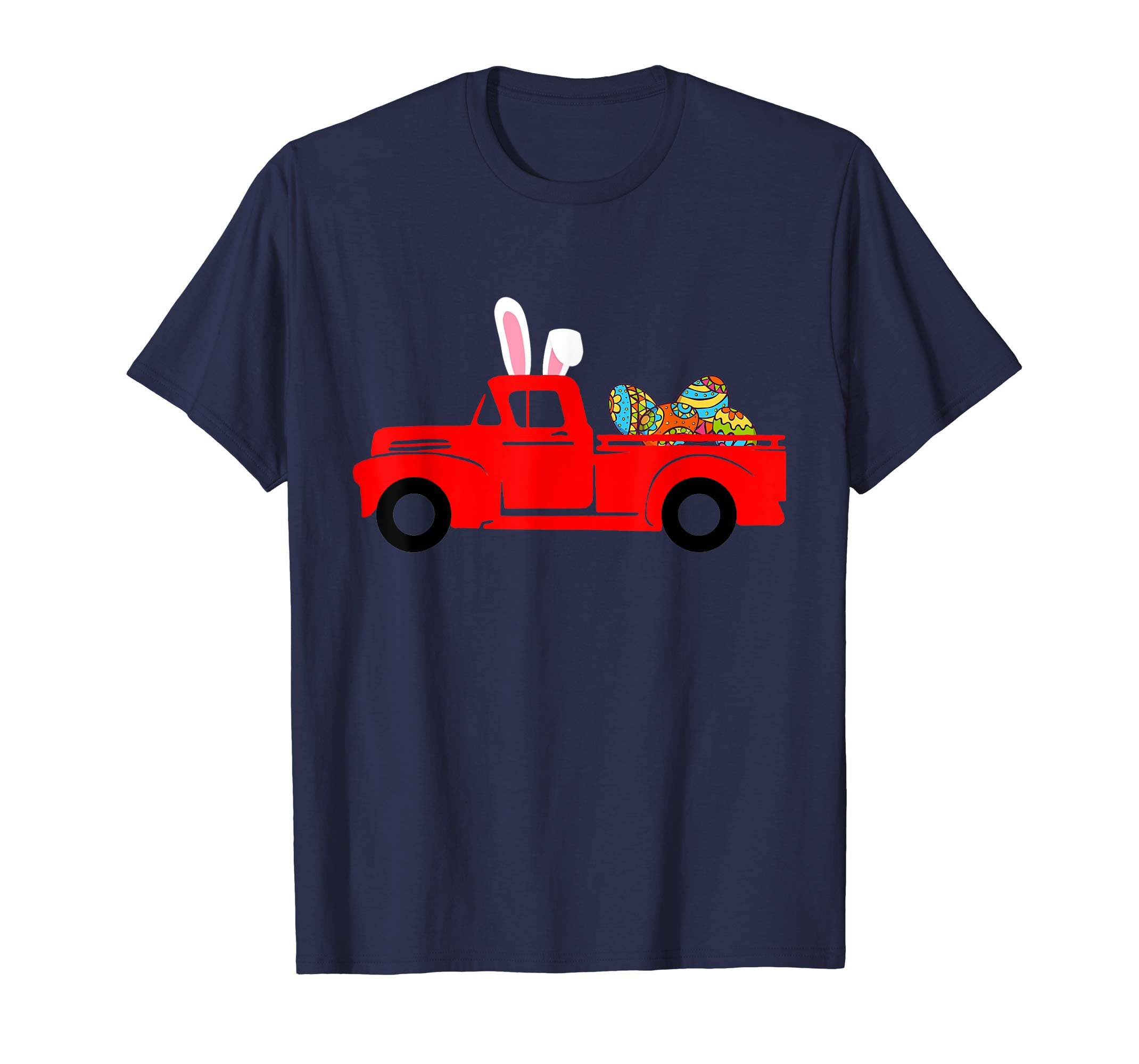 Red Old Truck Egg Hunting Easter Bunny Ear Headband T-Shirt