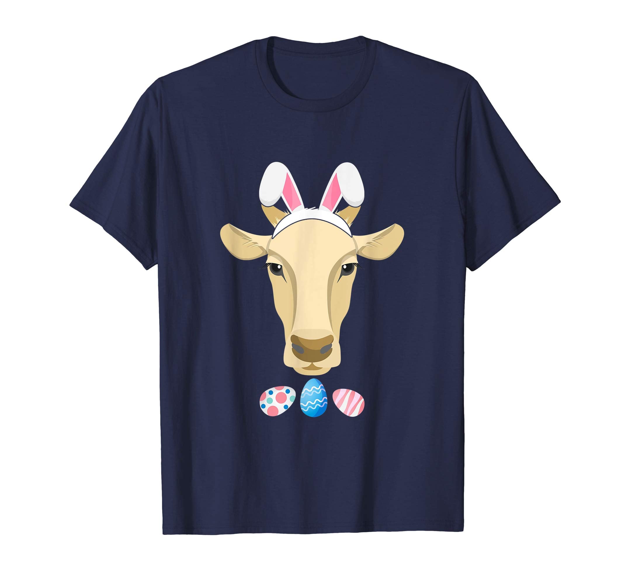 Funny Easter Cow With Bunny Ears And Eggs T Shirt