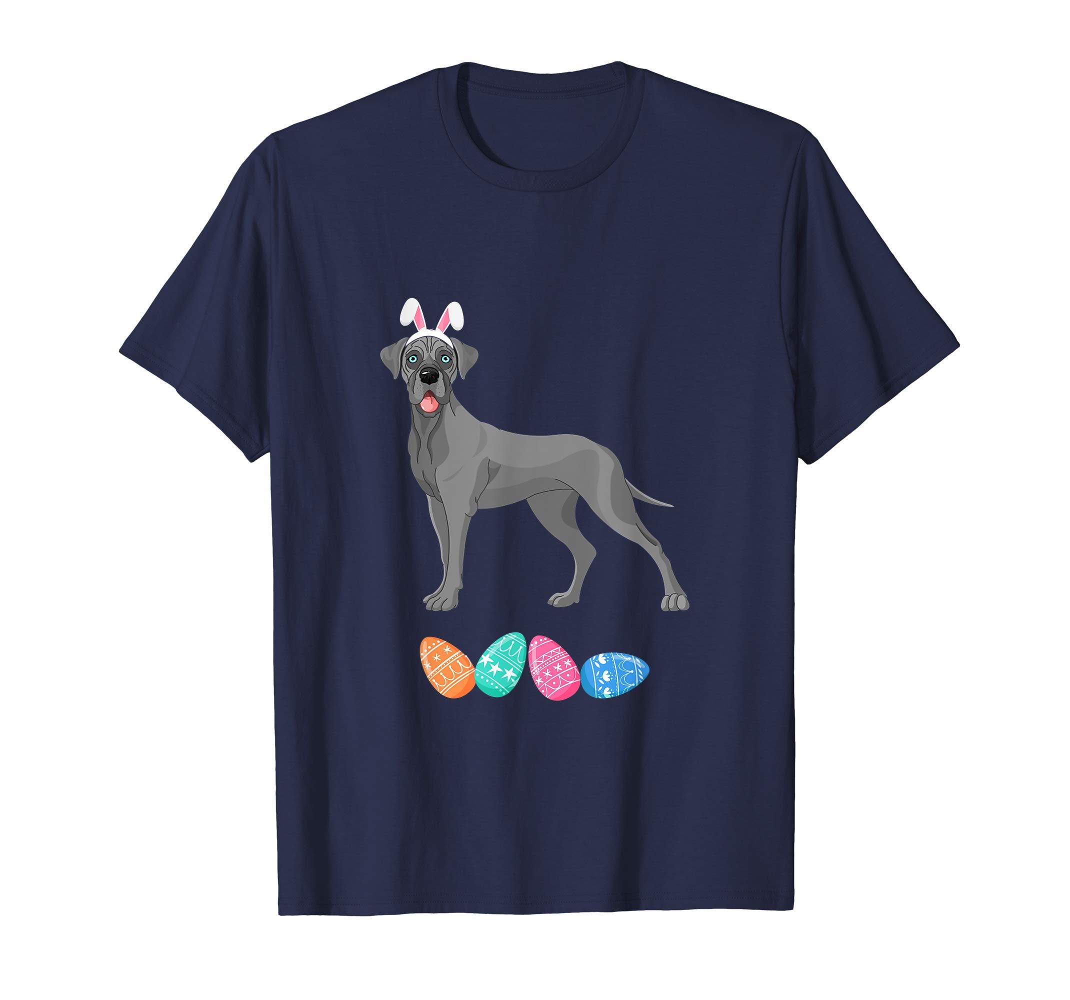 Funny Easter Great Dane With Bunny Ears And Eggs T Shirt