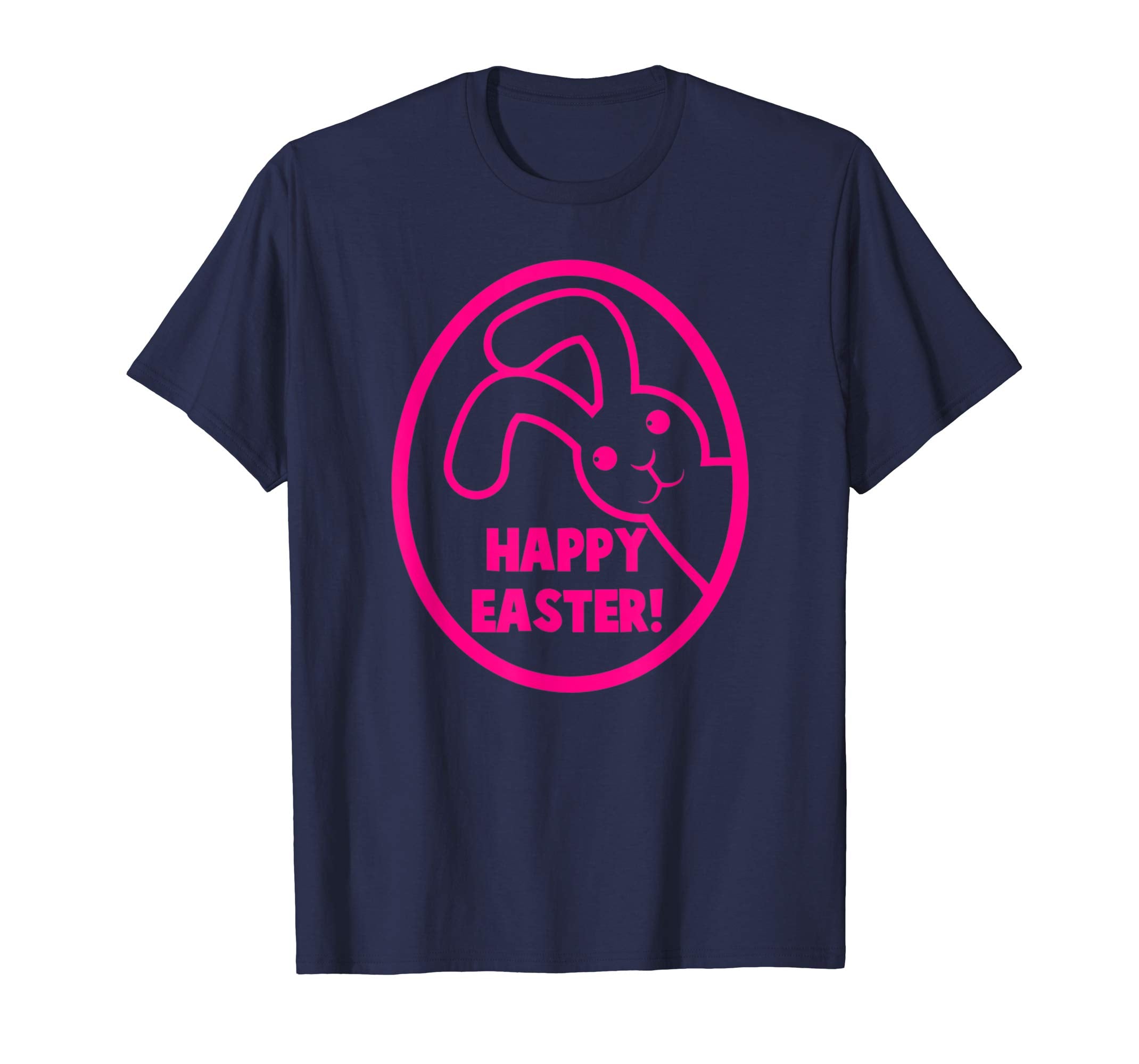 Tee HAPPY-EASTER in a circle with a bunny rabbit cute tshirt
