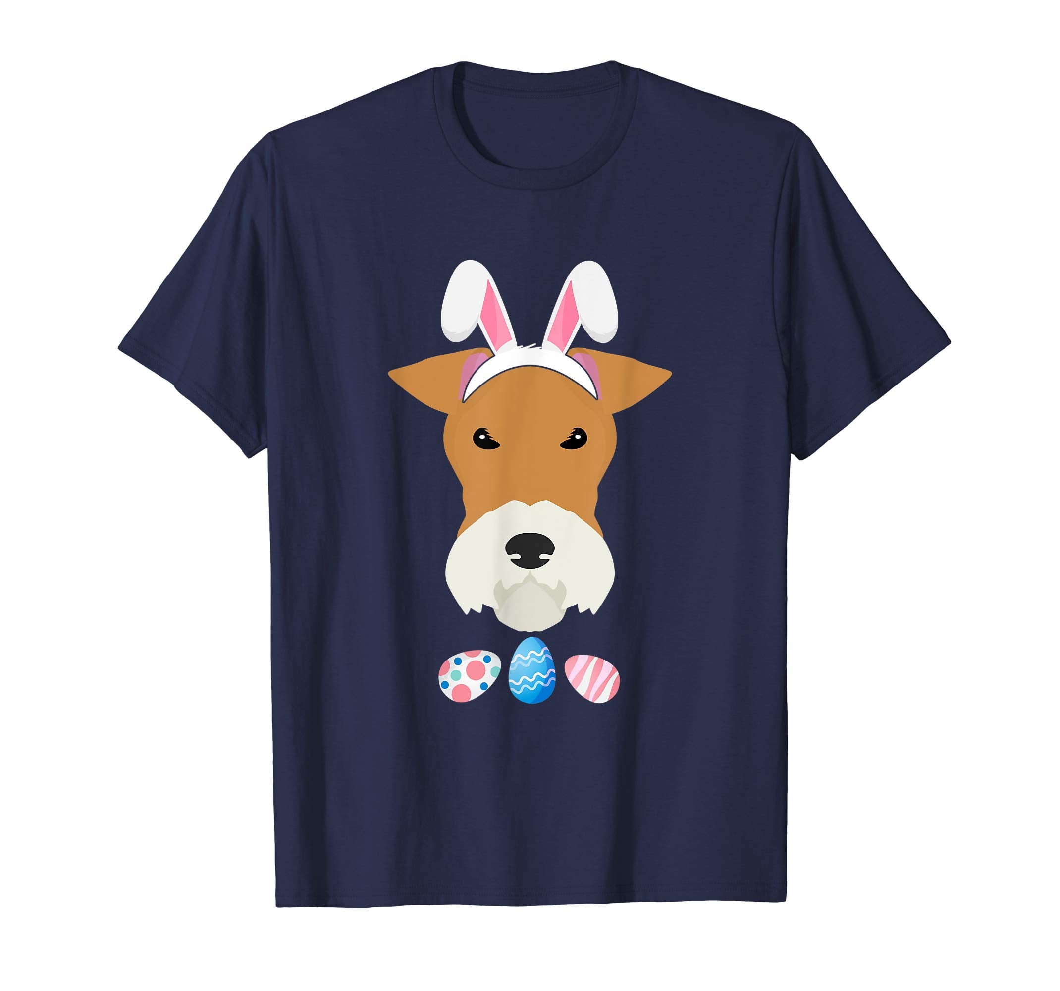 Funny Easter Fox Terier With Bunny Ears And Eggs T Shirt