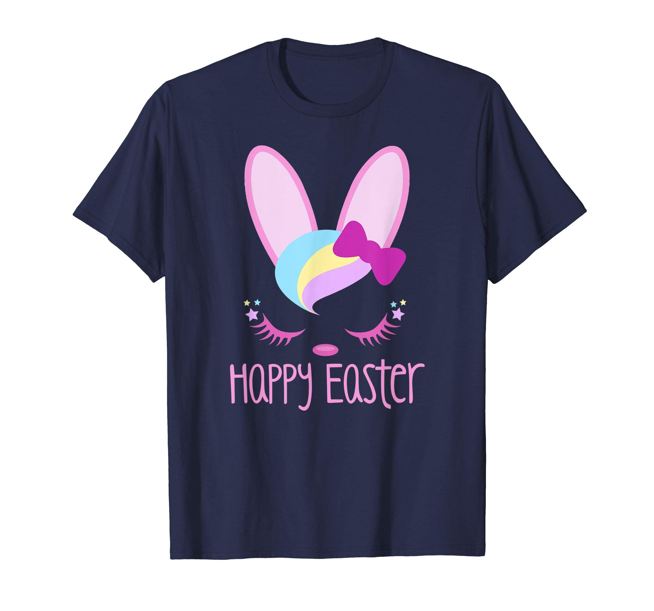 Bunny Face HAPPY EASTER Shirt Girls Kid Toddler Love Bunnies