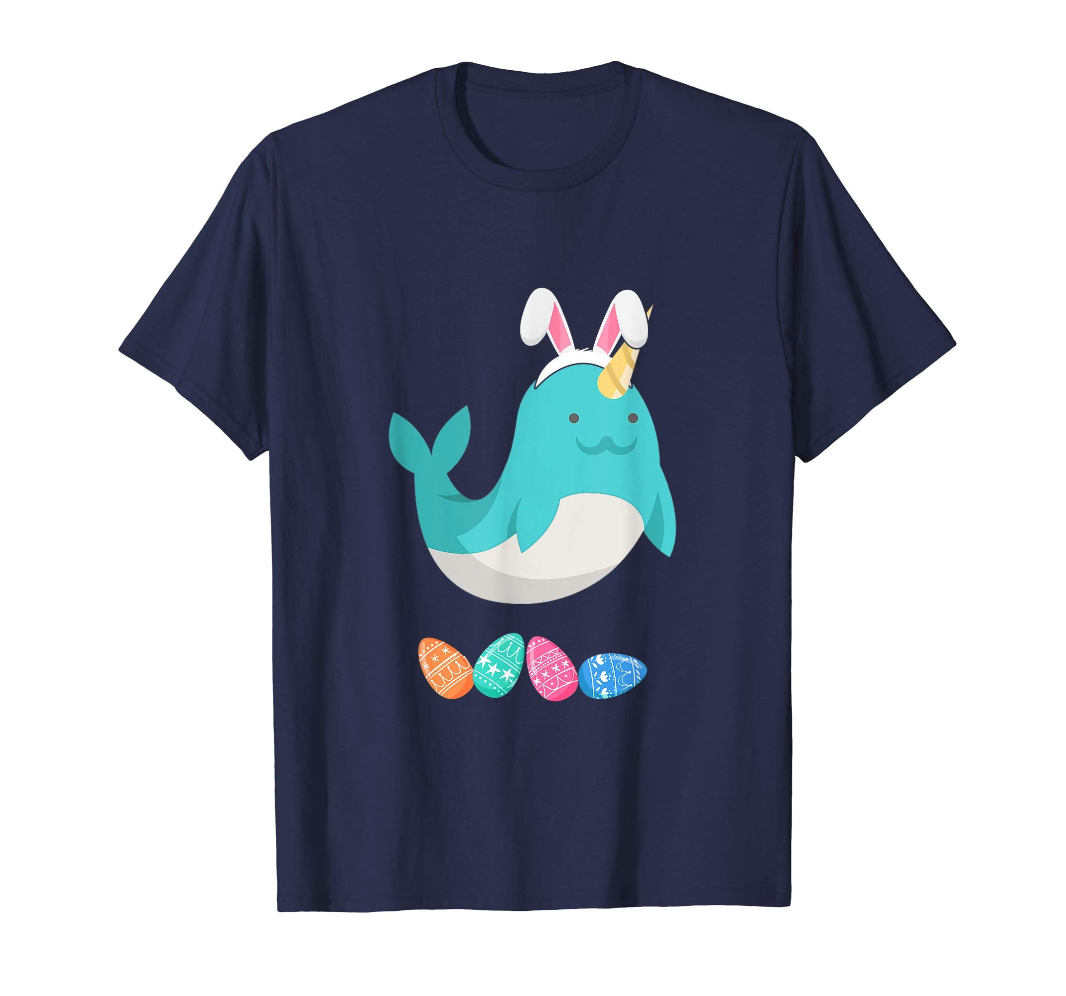 Funny Easter Narwhal With Bunny Ears And Eggs T Shirt