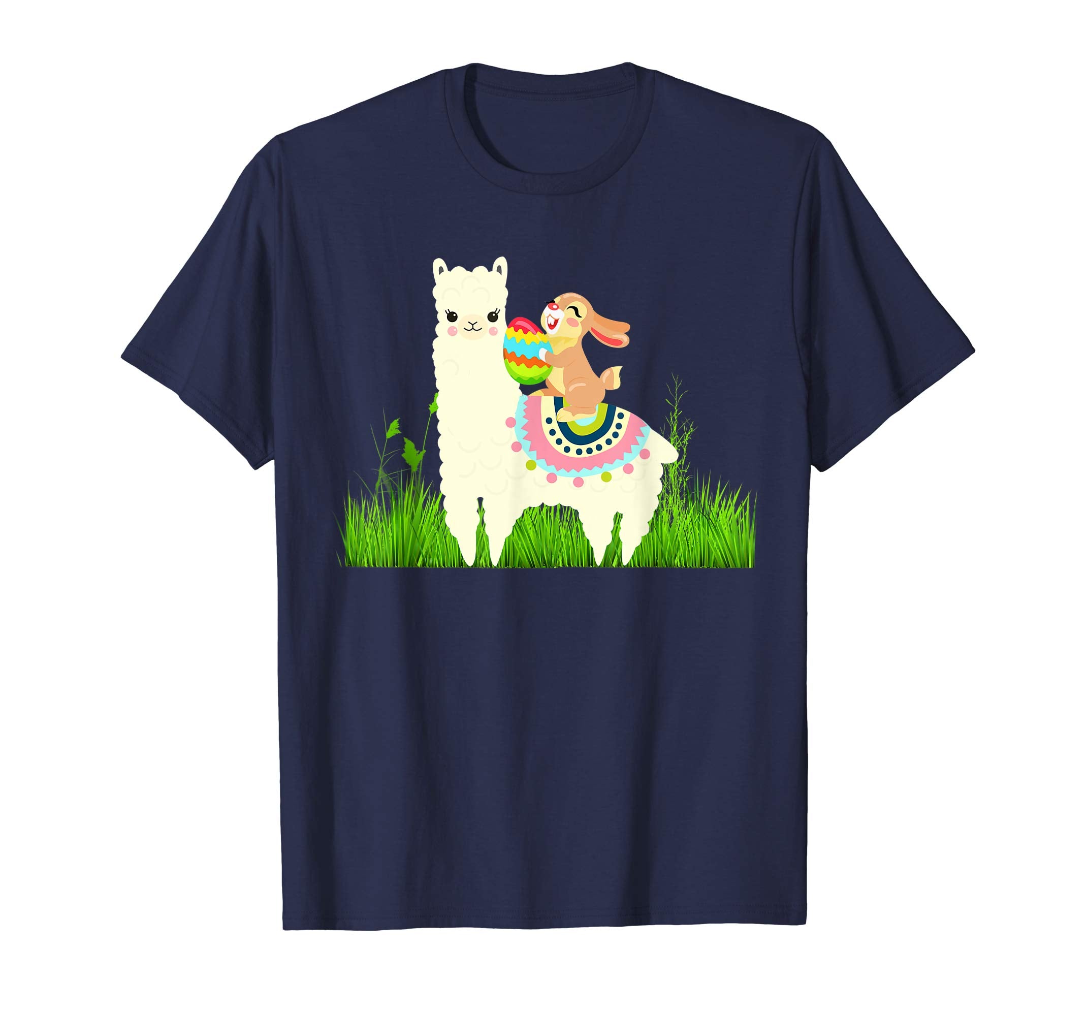 Cute Bunny riding Llama with Eggs Easter T shirt