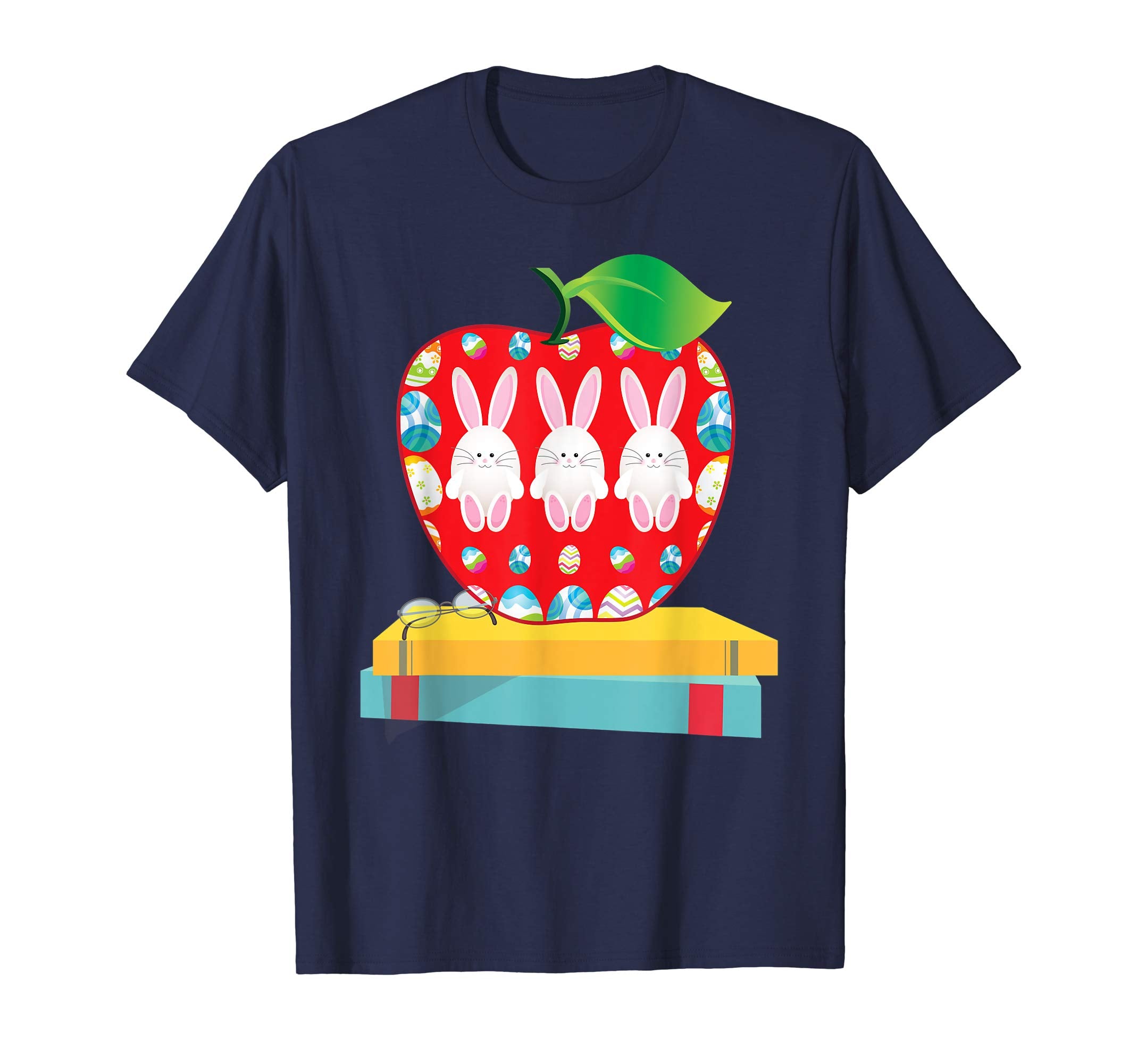 Apple Bunny Teacher I Love My Bunnies Easter Day T-Shirt Boy