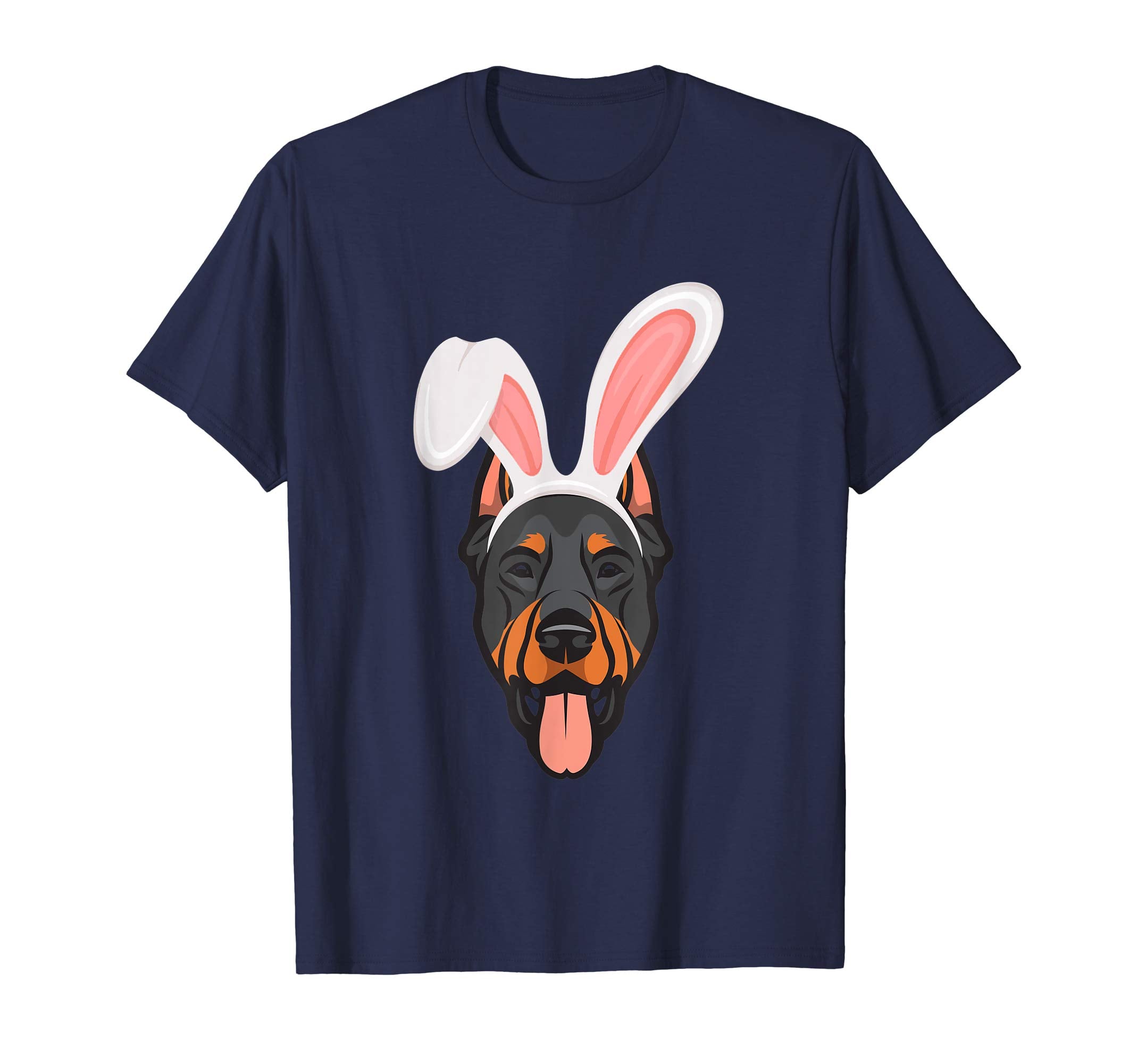Dobermann Dressed As Easter Bunny With Rabbit Ears T-Shirt