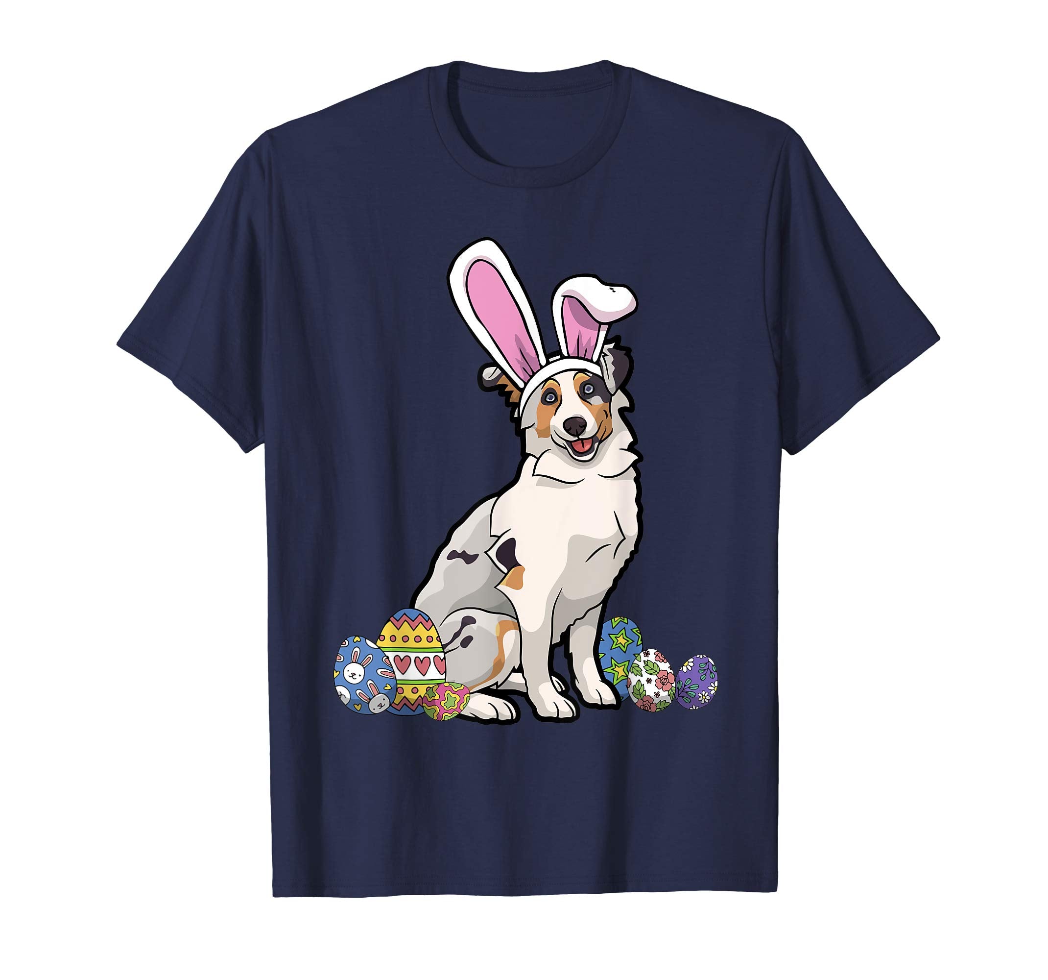 Australian Shepherd Dressed Easter Bunny Rabbit Ears T-Shirt