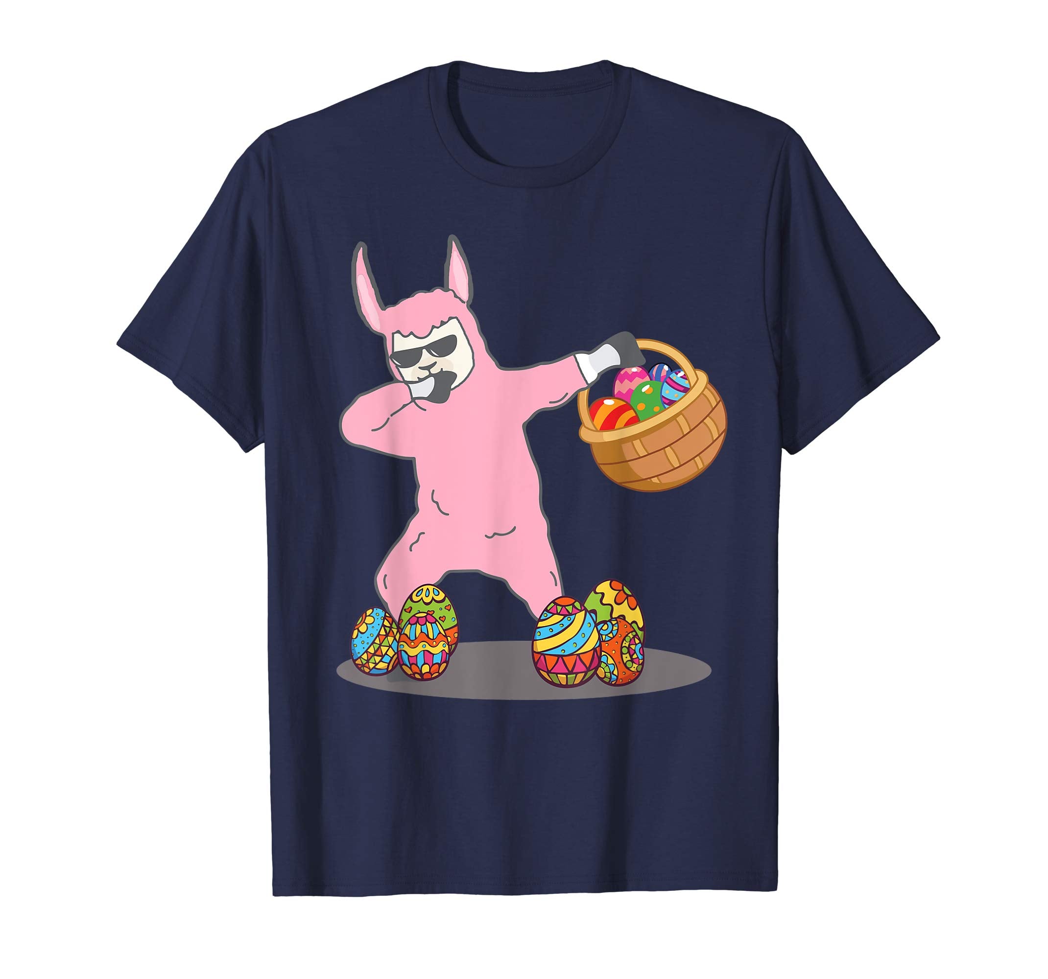 Cute Dabbing Llama Easter Bunny Egg Basket T-Shirt Gifts
