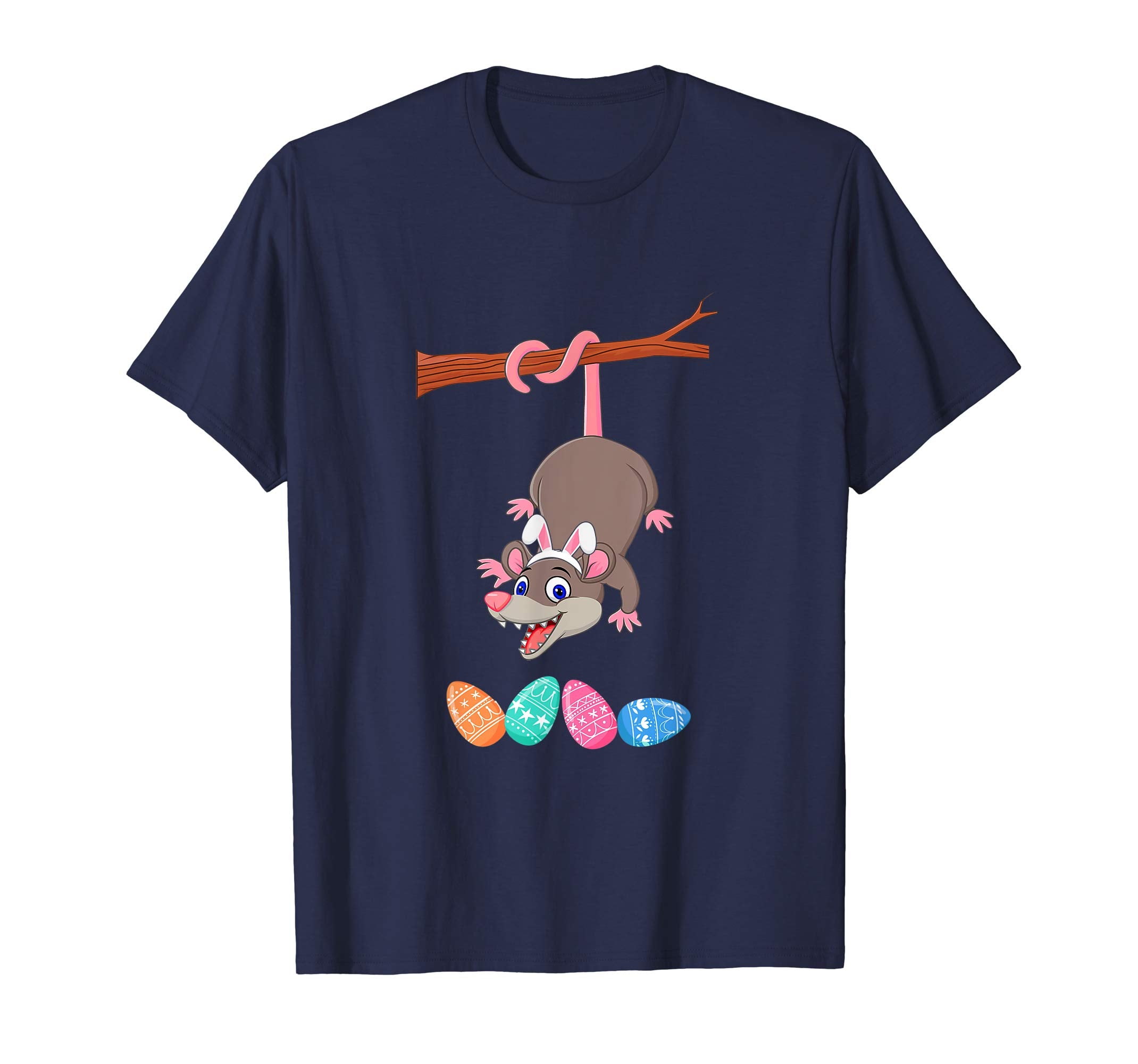 Funny Easter Opossum With Bunny Ears And Eggs T Shirt