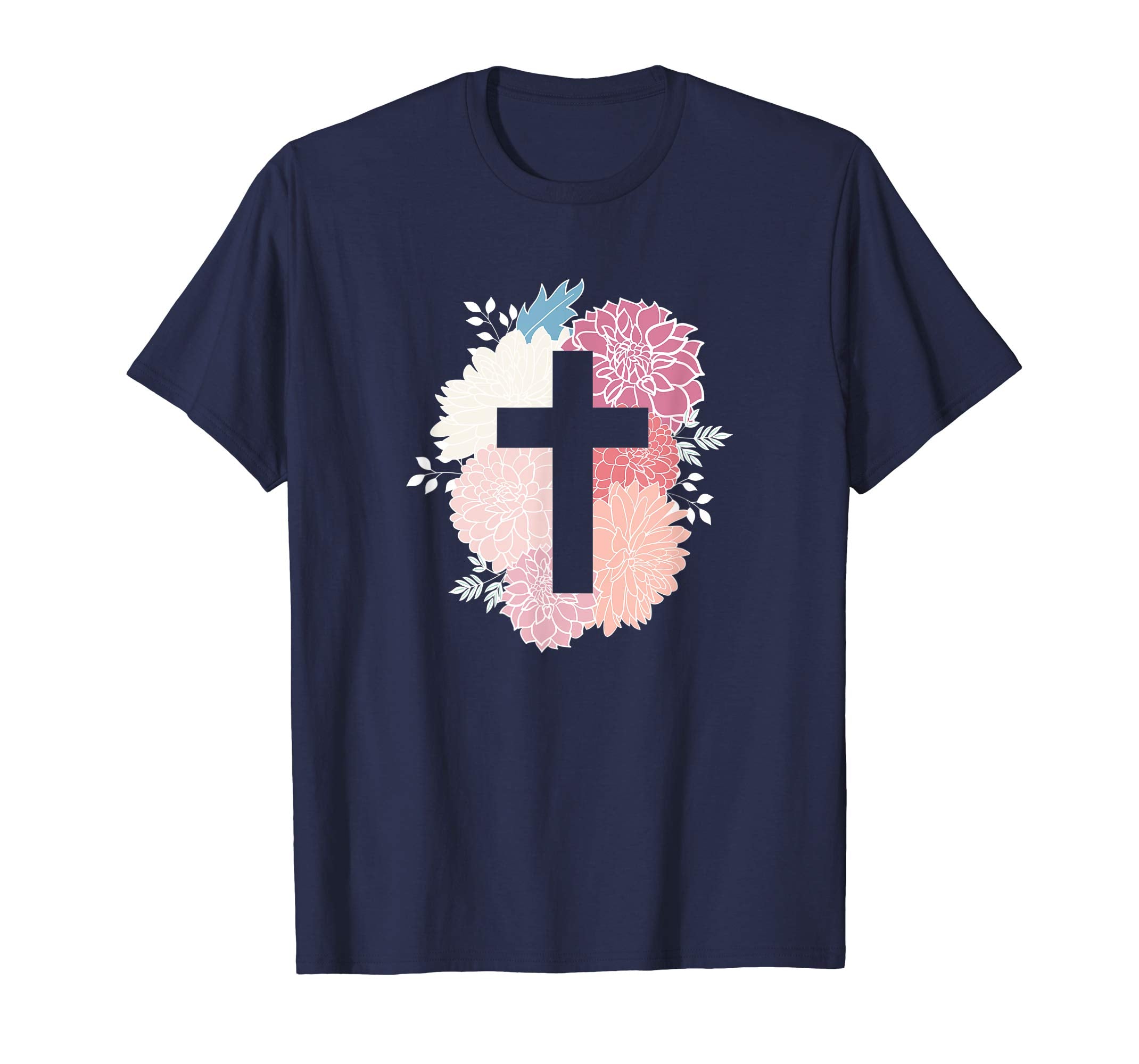 Floral Flower Cross Easter Faith T-Shirt Christian