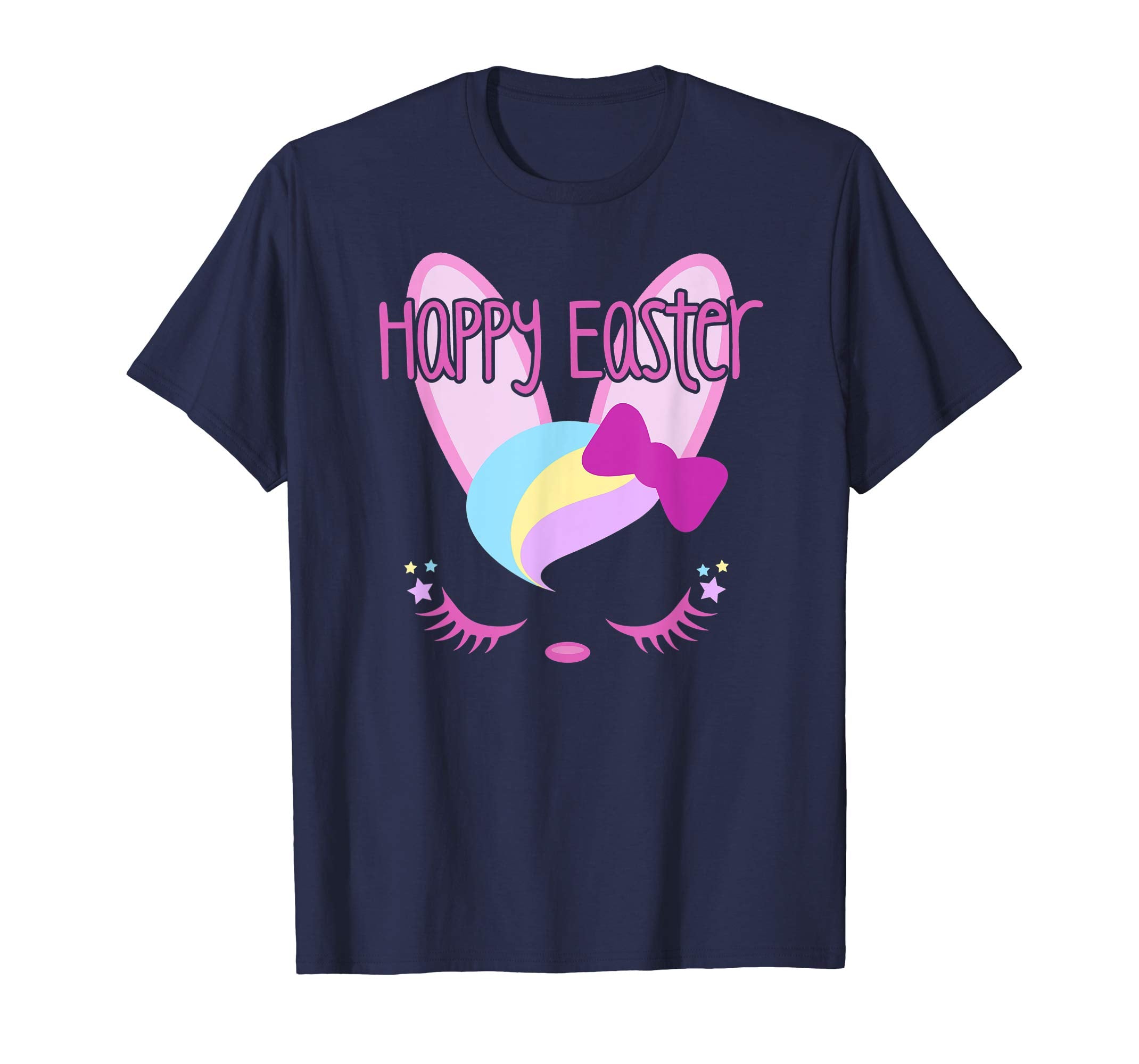 Bunny Face HAPPY EASTER Shirt Girls Kid Toddler Love Bunnies