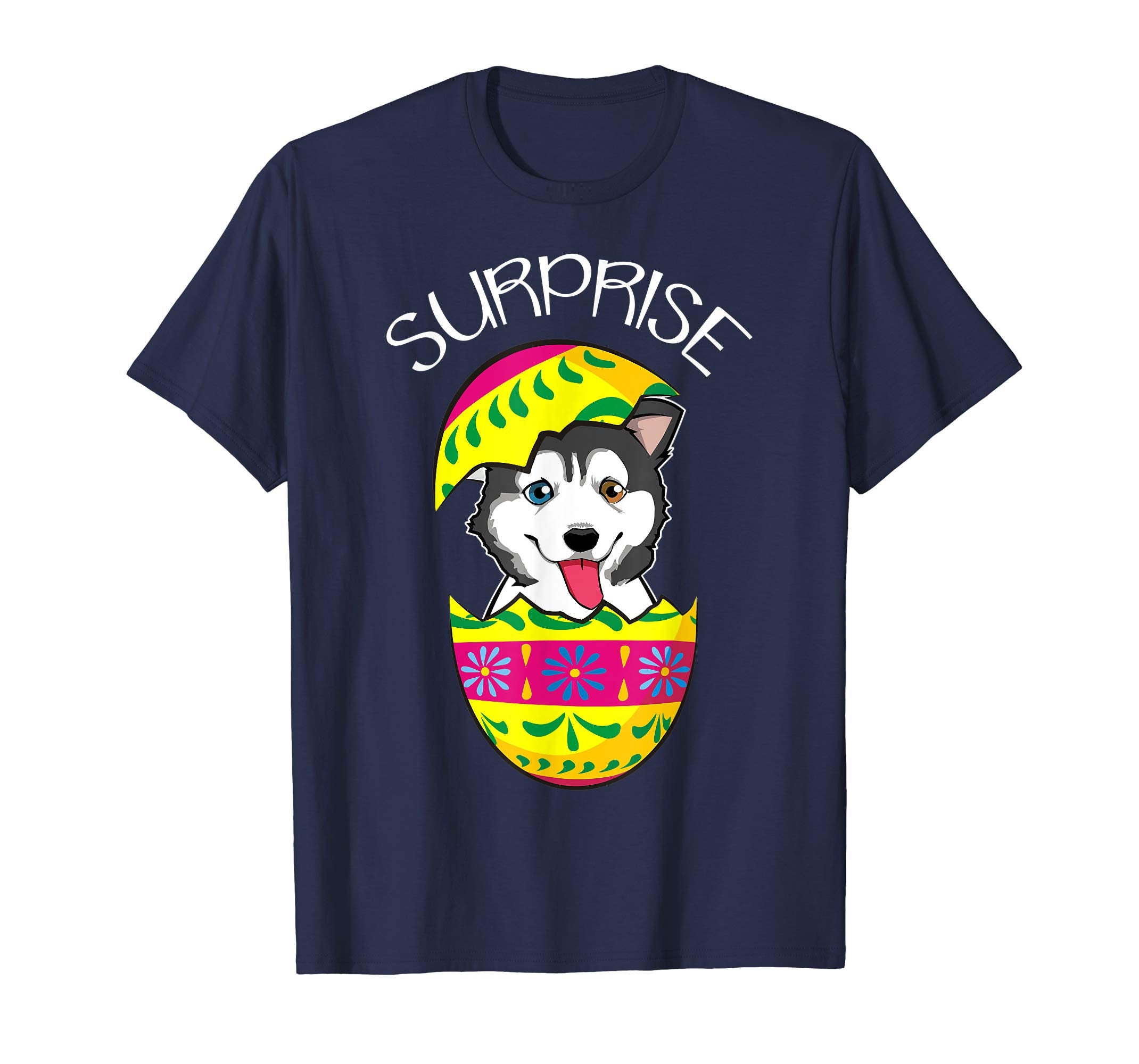 Cute Puppy Siberian Husky Hatches Easter Egg Easter T-Shirt