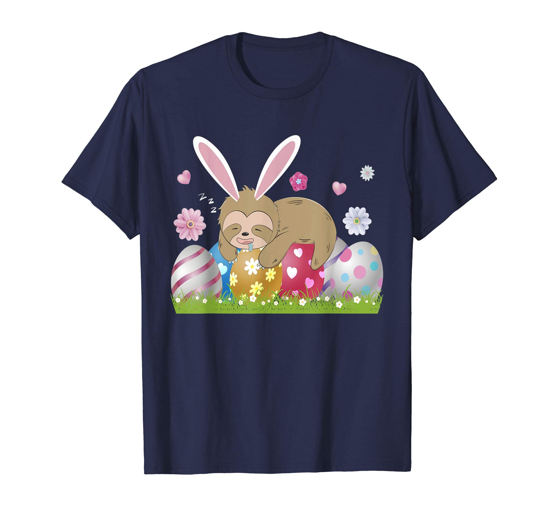 Sloth Easter Day Bunny Ear Egg Easter Shirt Gift Boy Girl