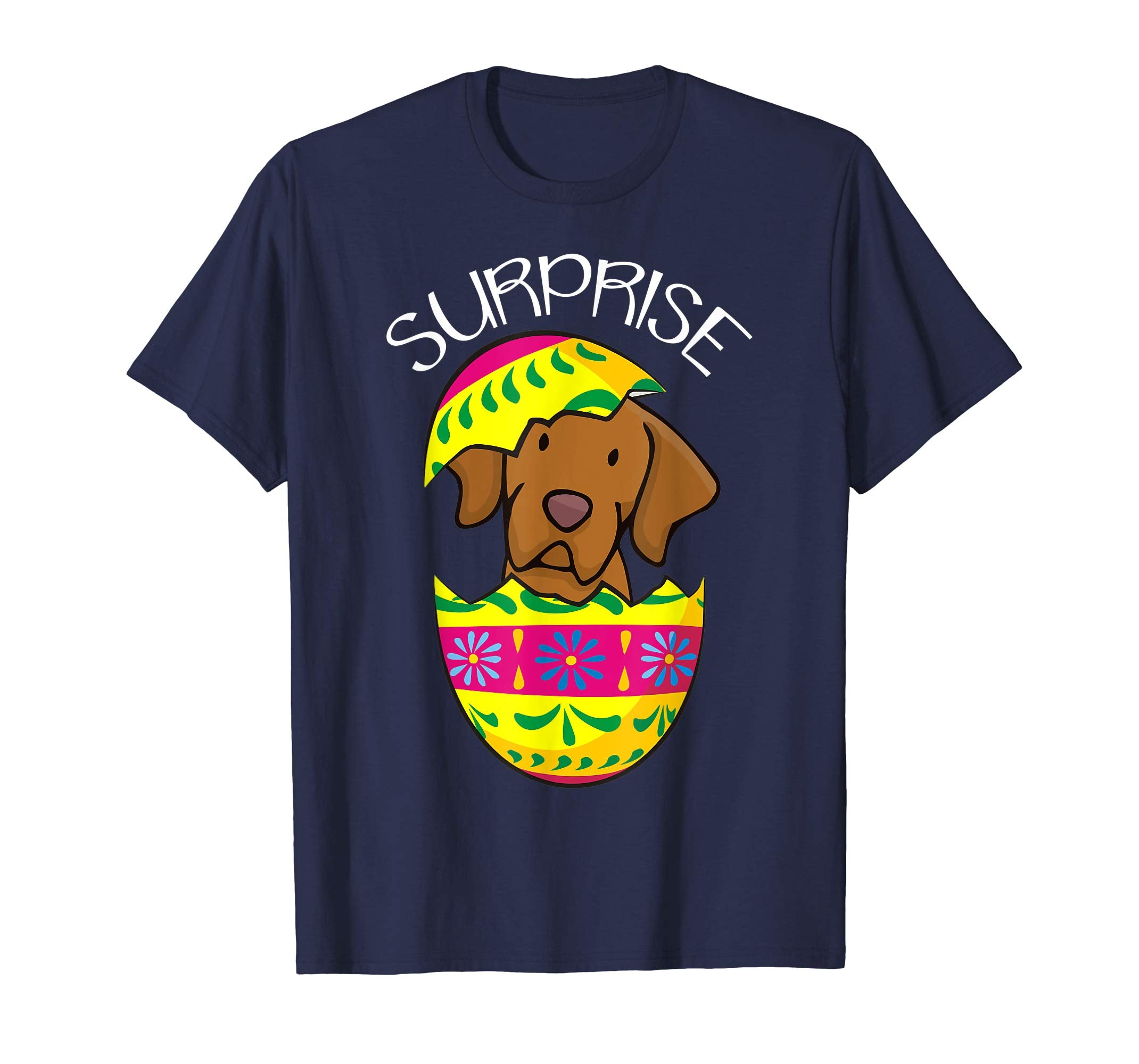 Funny Cute Puppy Vizsla Hatches Easter Egg Easter T-Shirt