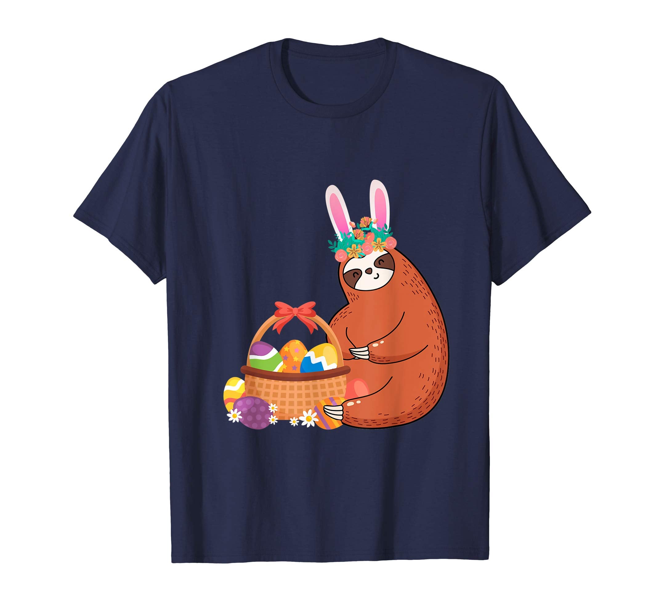 Easter Sloth Shirt Funny Sloth With Bunny Easter And Eggs