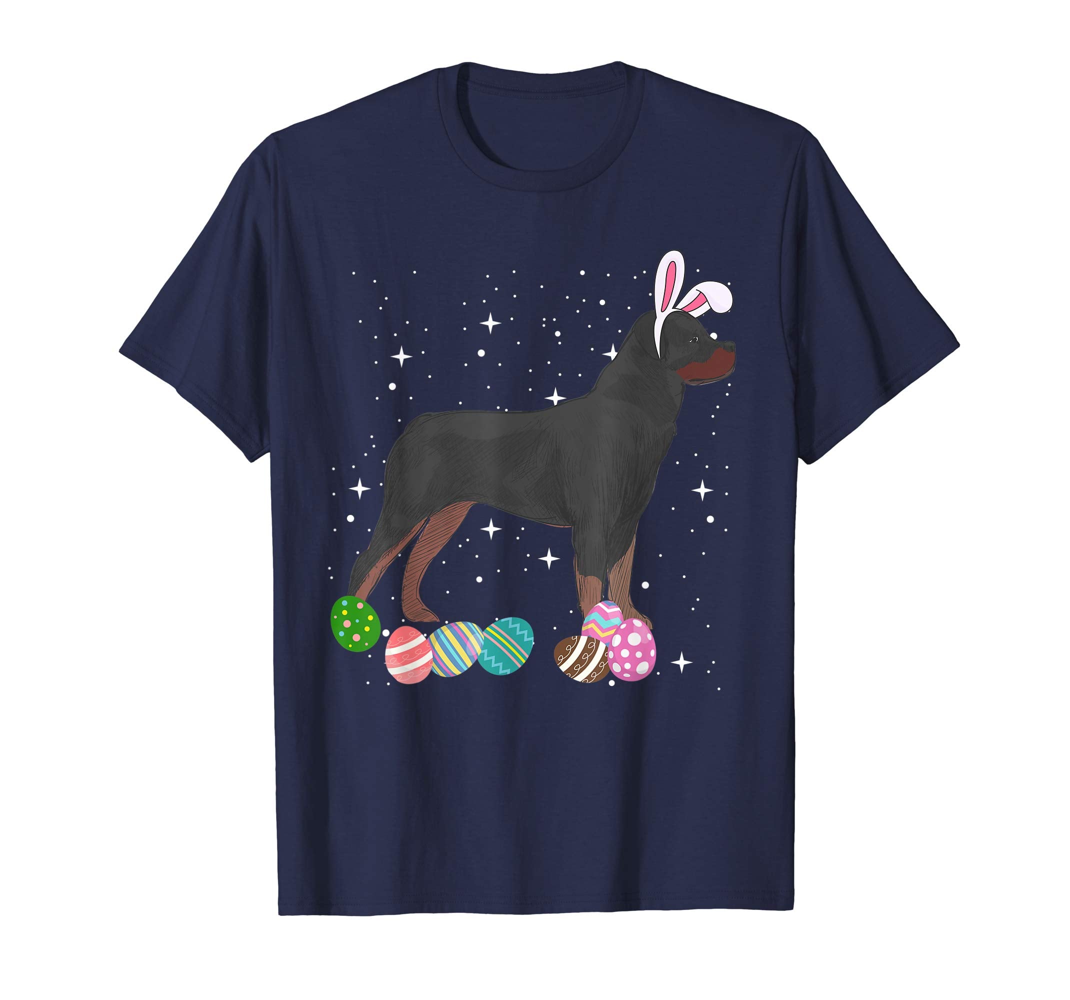 Rottweiler Dressed As Easter Bunny With Rabbit Ears T-Shirt