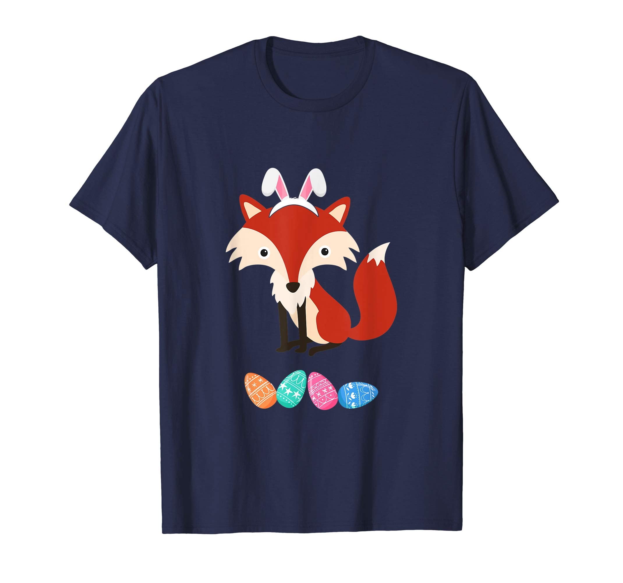 Funny Easter Fox With Bunny Ears And Eggs T Shirt