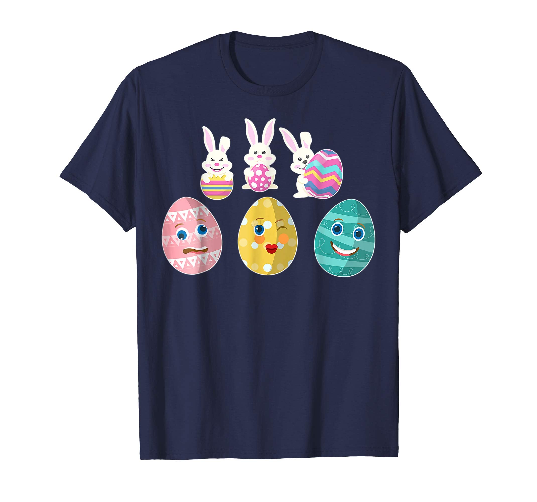 Bunnies Playing Easter Eggs Faces Happy Easter Day Shirt