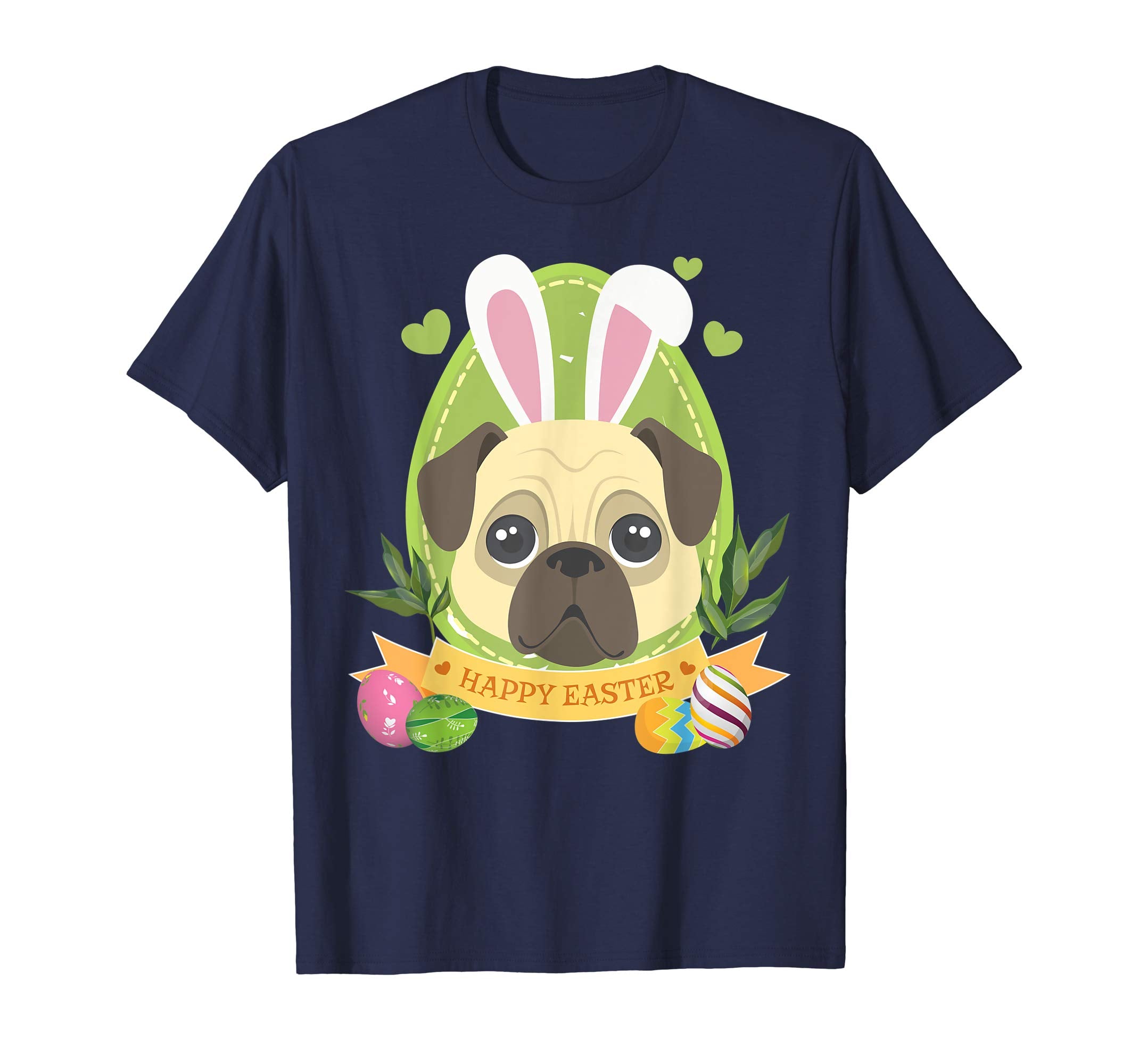 Bunny Pug Dog Easter Day Lovers T-Shirt Egg Hunting Lovely