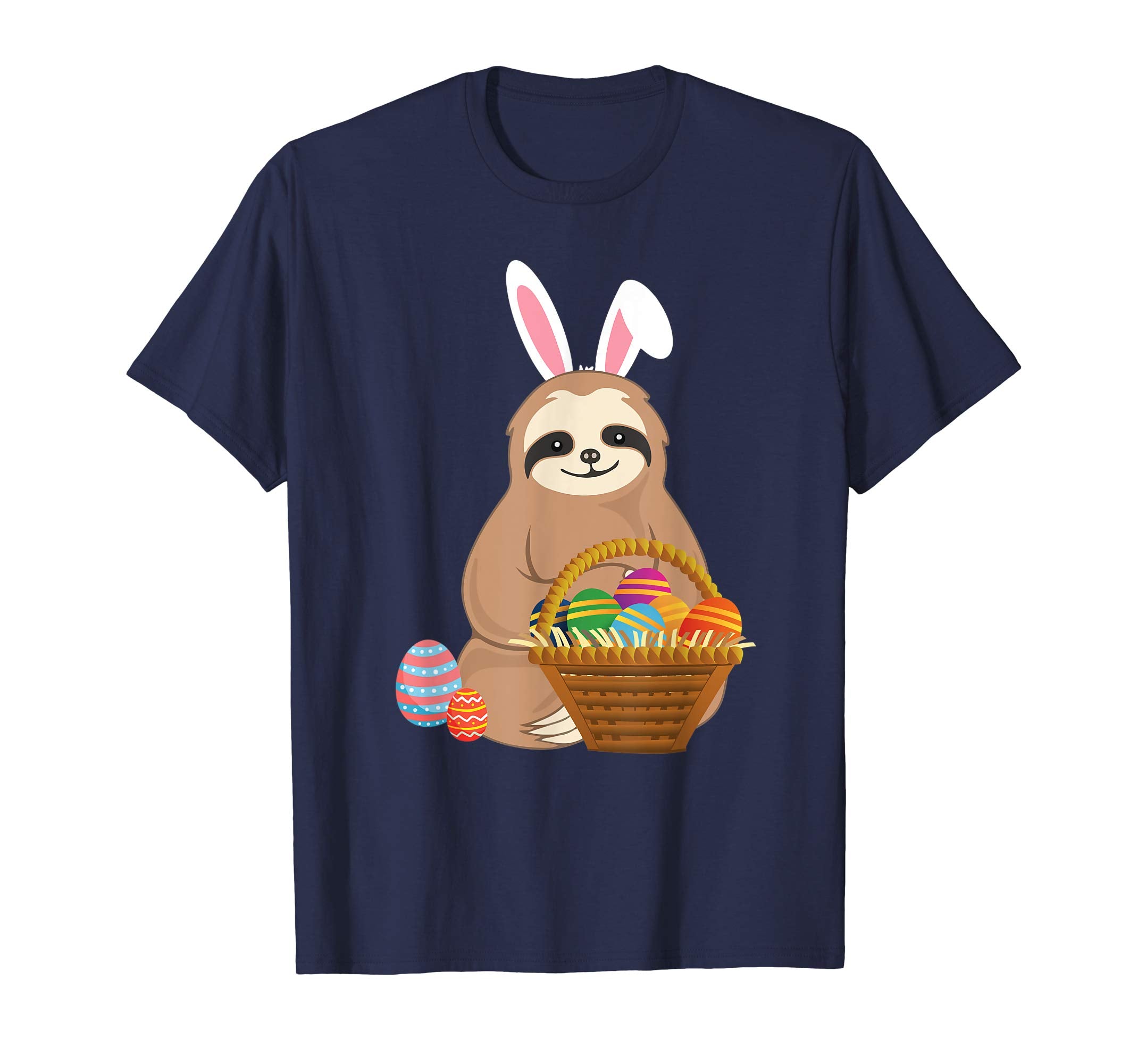 Easter Sloth T-Shirt Funny Sloth With Bunny Ears and Eggs