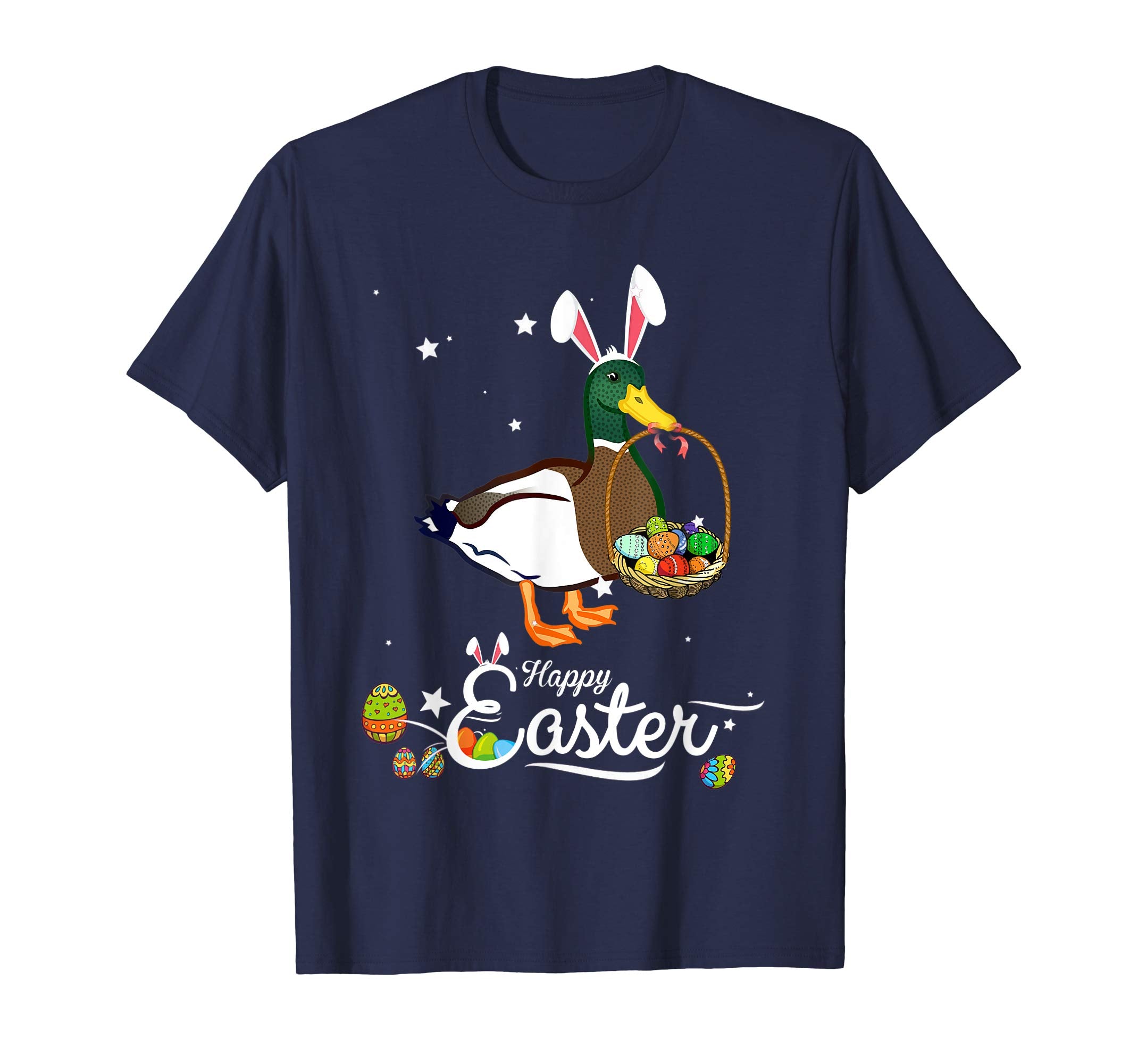Cute Easter Duck with Bunny Ears and Eggs T Shirt