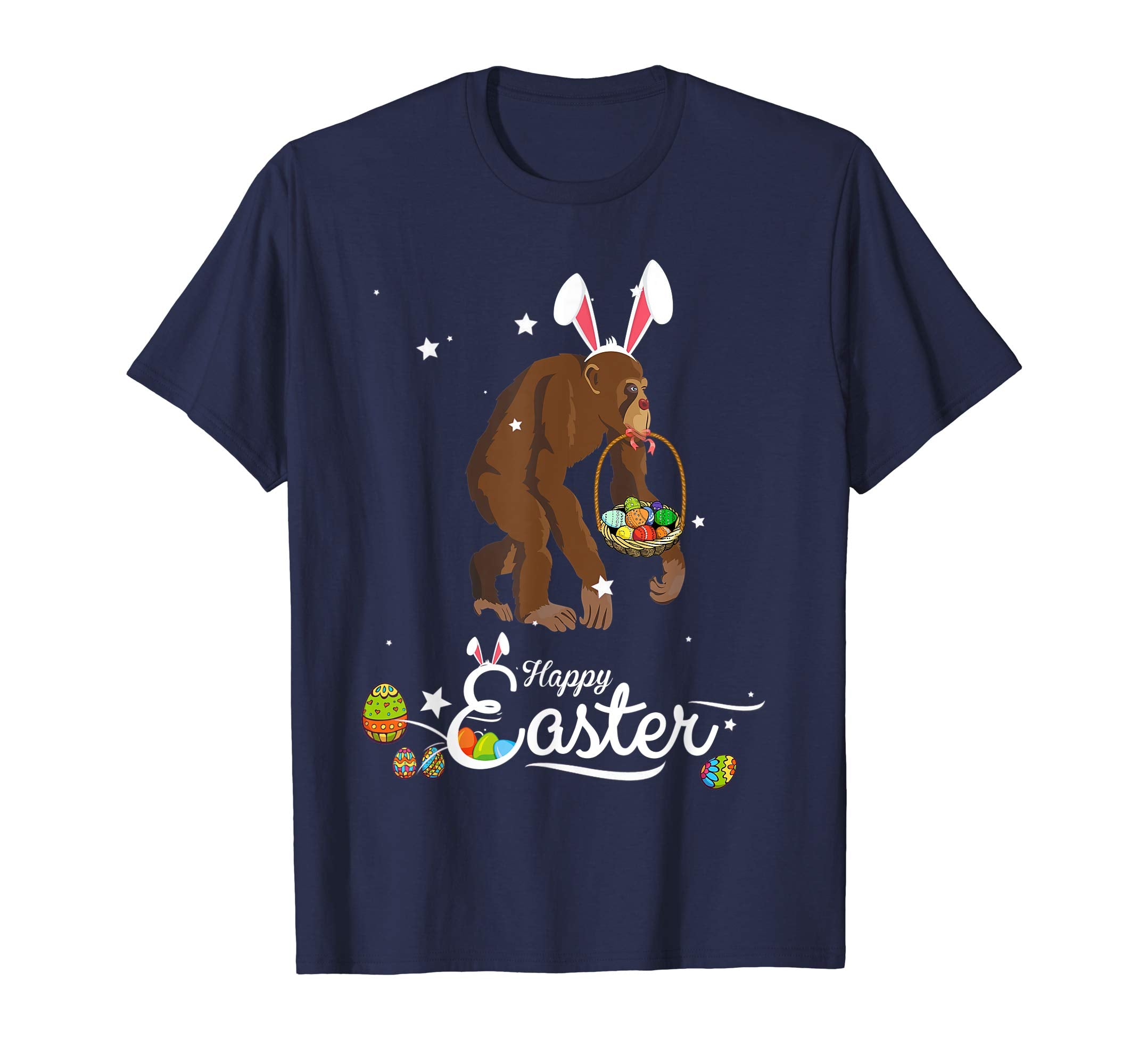 Cute Easter Monkey with Bunny Ears and Eggs T Shirt
