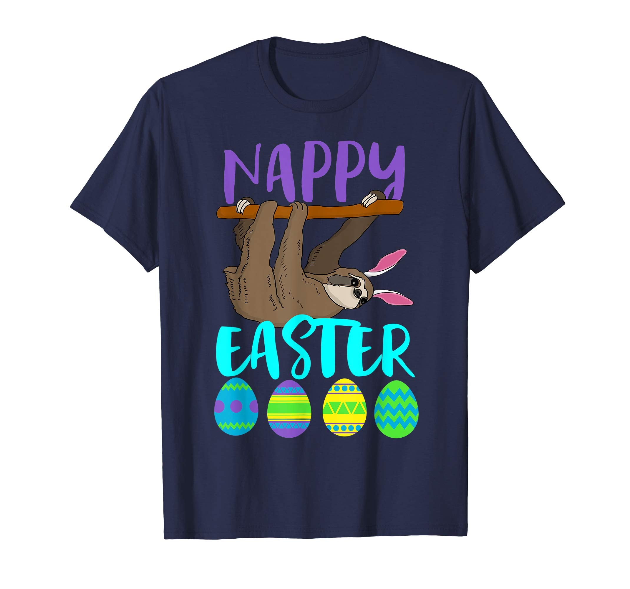Cute Nappy Easter Sloth Bunny Pun Shirt Lazy And Slow