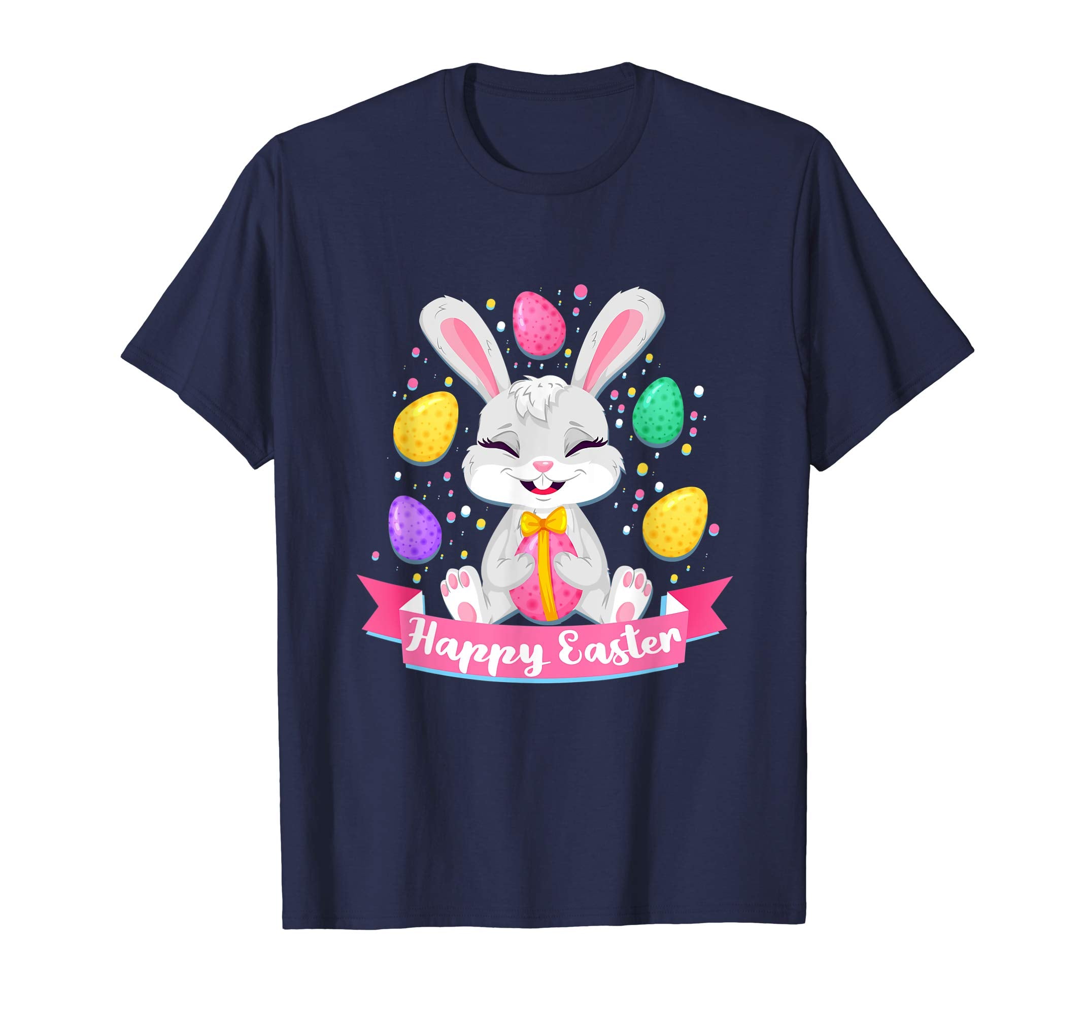 Happy Easter Bunny Tee Shirt With Easter Eggs Tee