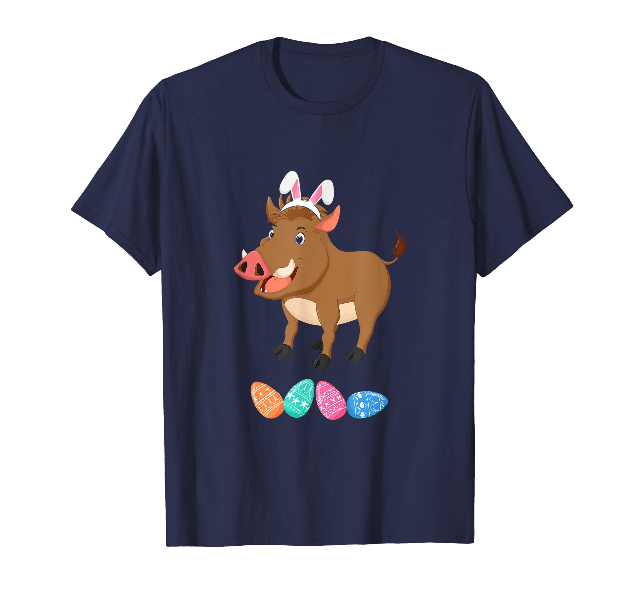 Funny Easter Boar With Bunny Ears And Eggs T Shirt