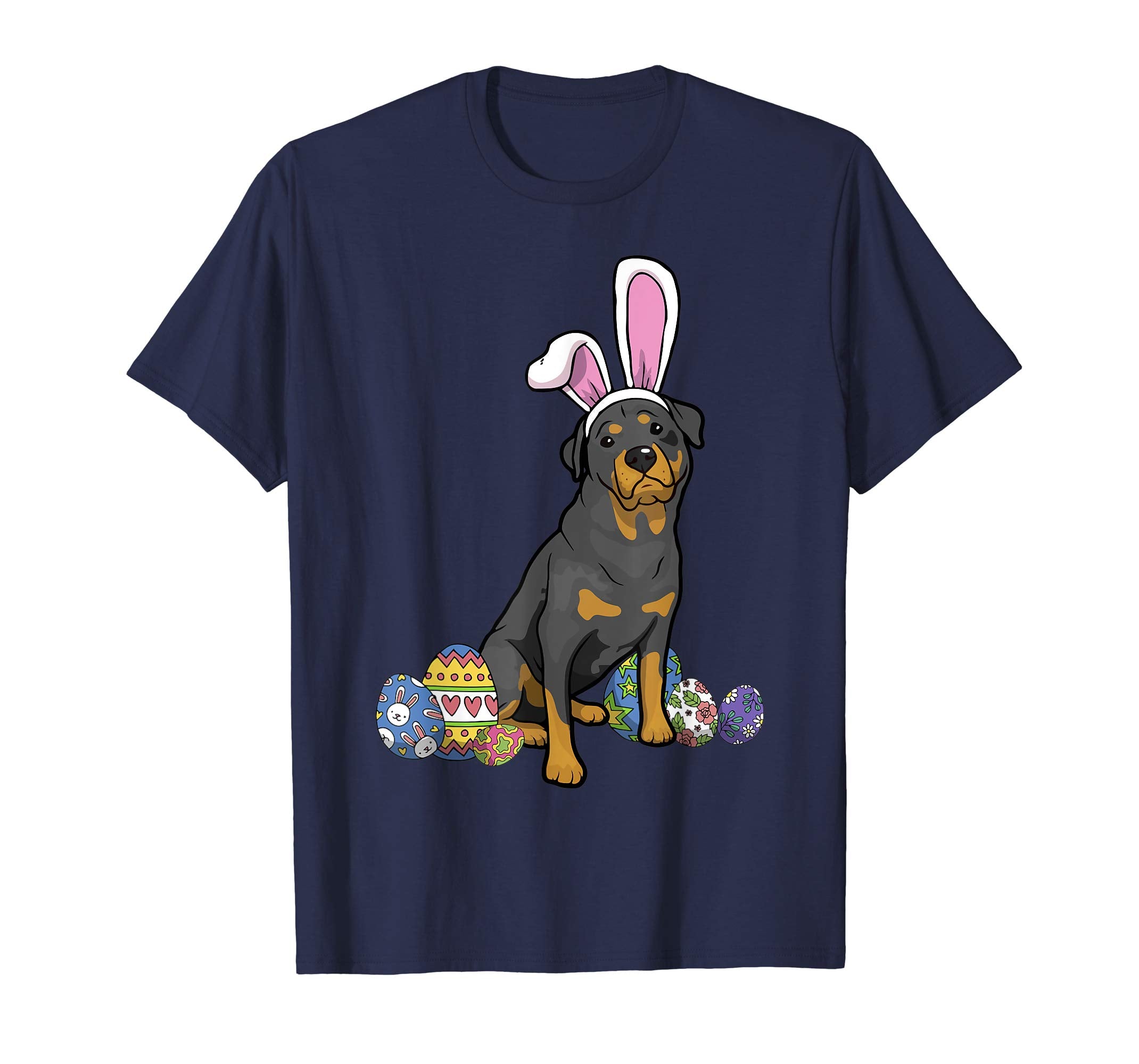 Rottweiler Dressed As Easter Bunny With Rabbit Ears T-Shirt