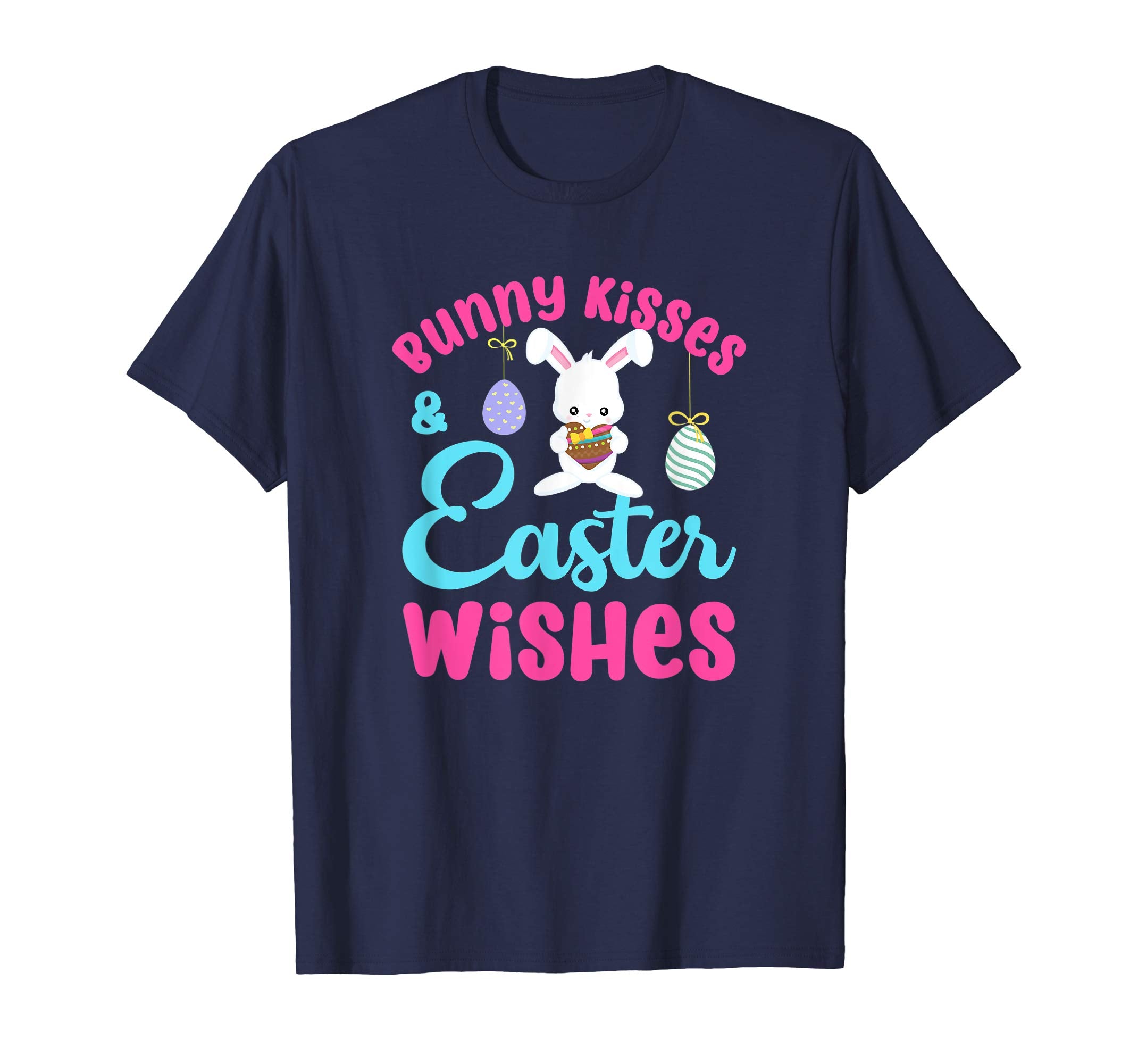 Easter Shirt Bunny Kisses Wishes Cute Color Eggs Pink Tshirt