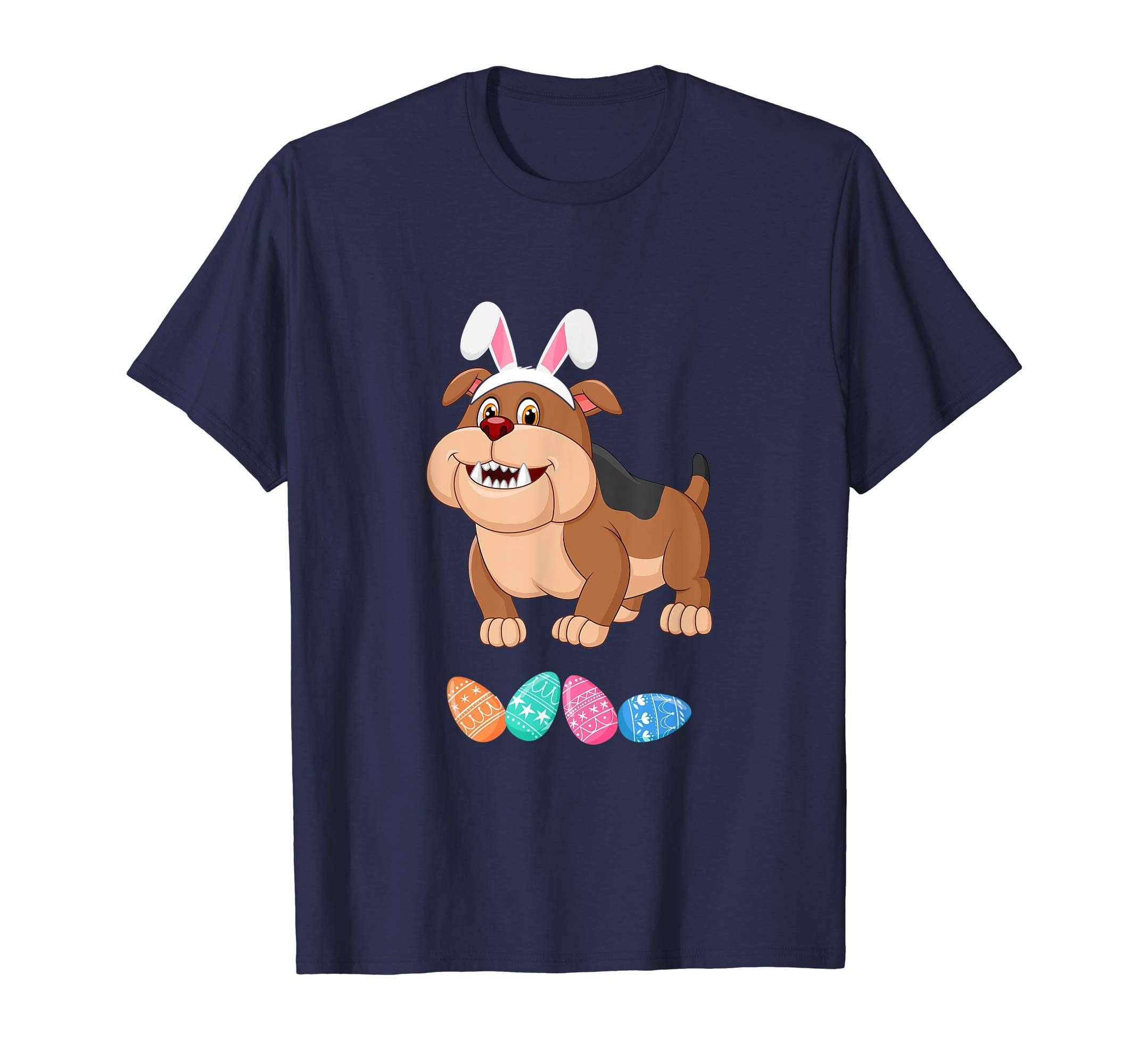Funny Easter Bulldog With Bunny Ears And Eggs T Shirt