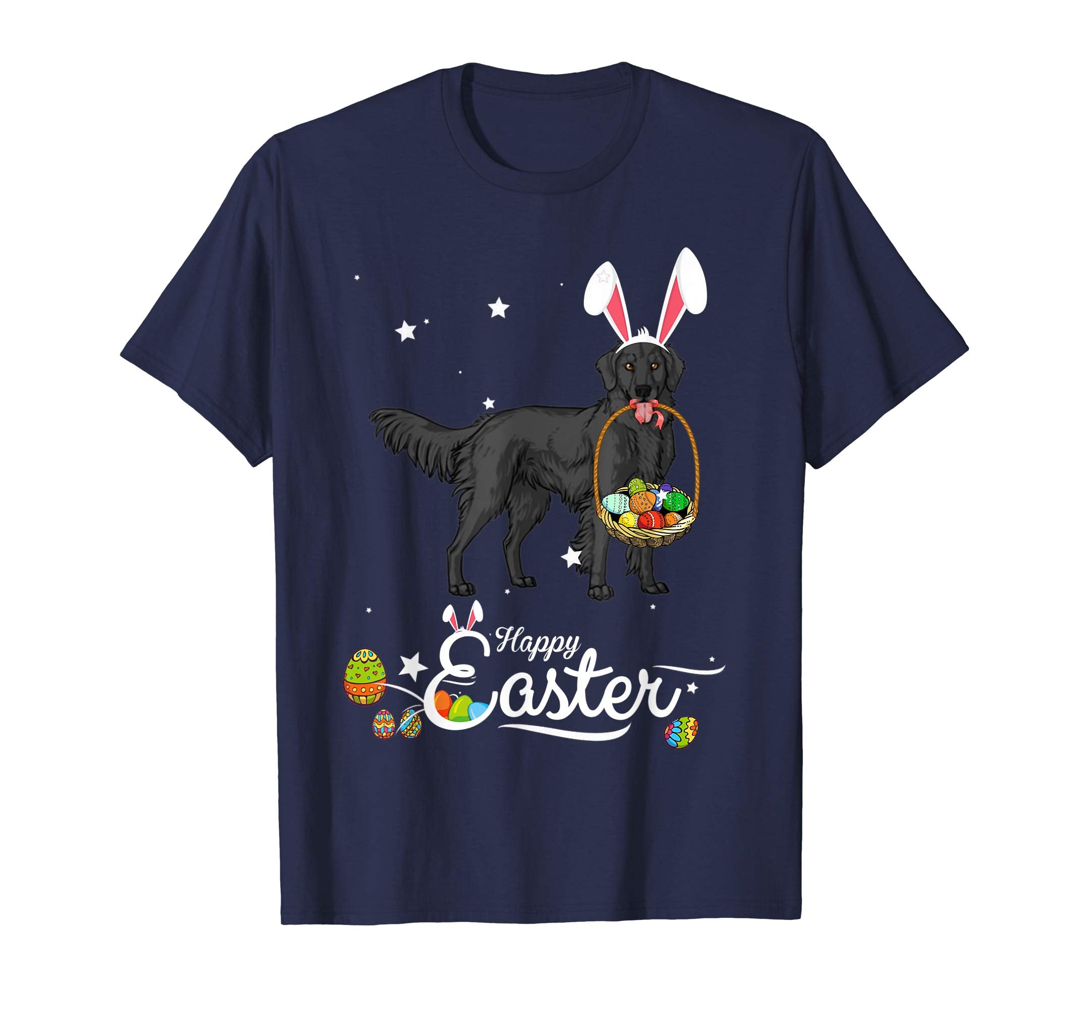 Flat Coated Dog With Bunny Hat Easter Costume T Shirt