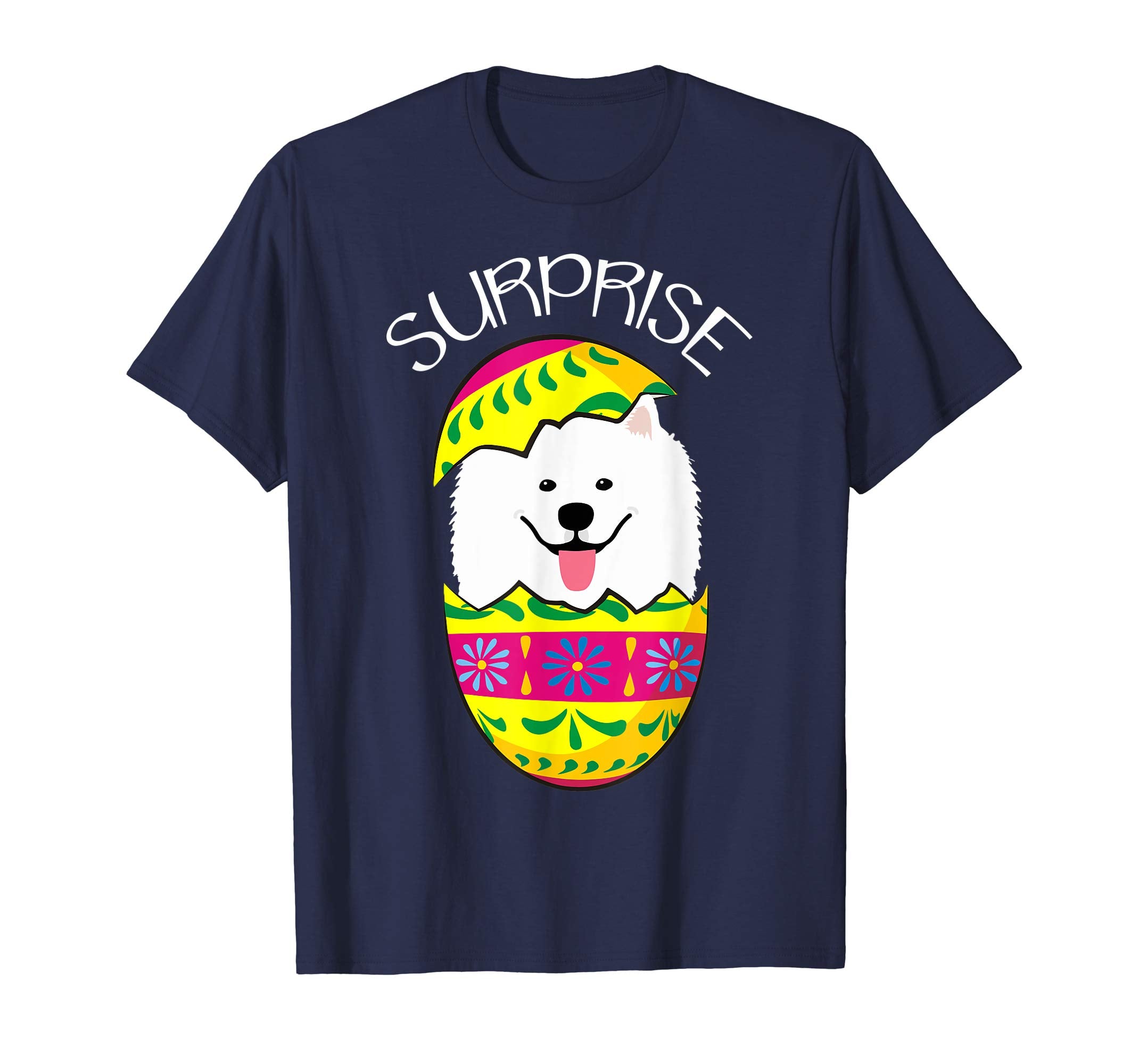 Funny Cute Puppy Samoyed Hatches Easter Egg Easter T-Shirt