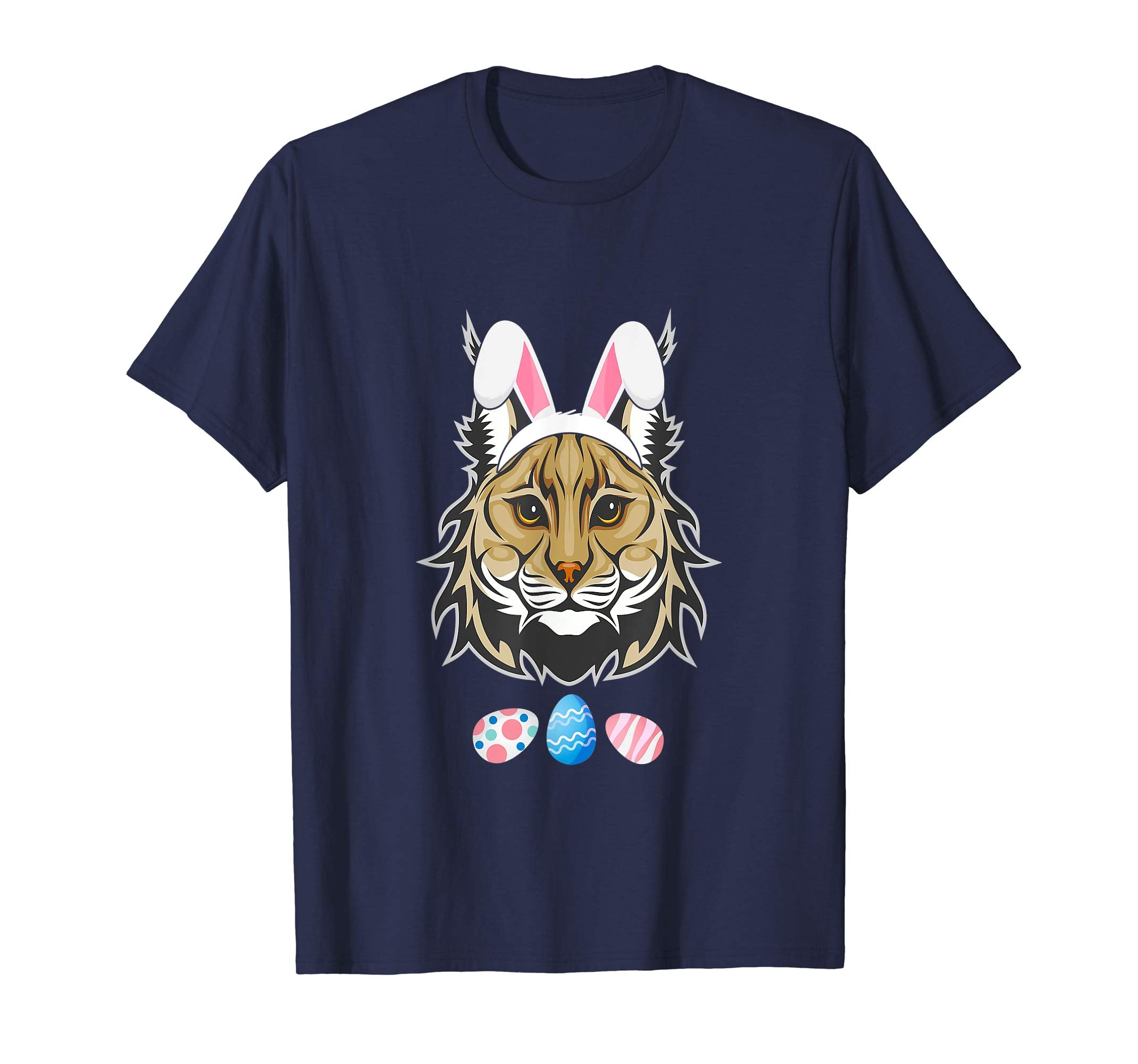 Funny Easter Lynx With Bunny Ears And Eggs T Shirt