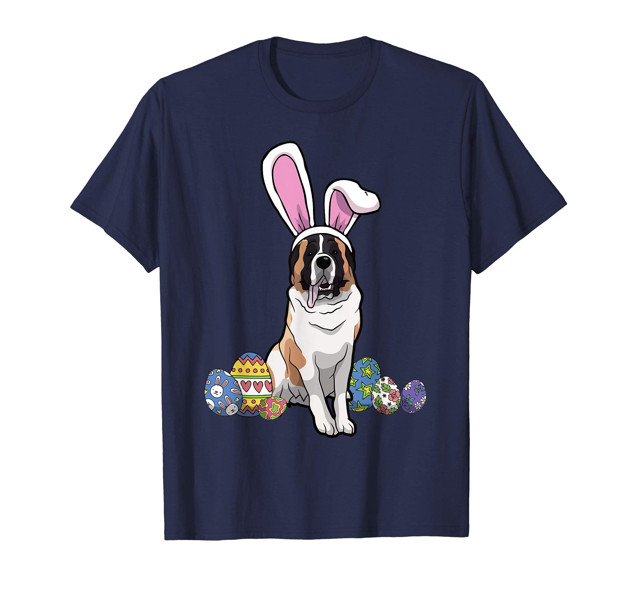 St. Bernard Dressed As Easter Bunny With Rabbit Ears T-Shirt