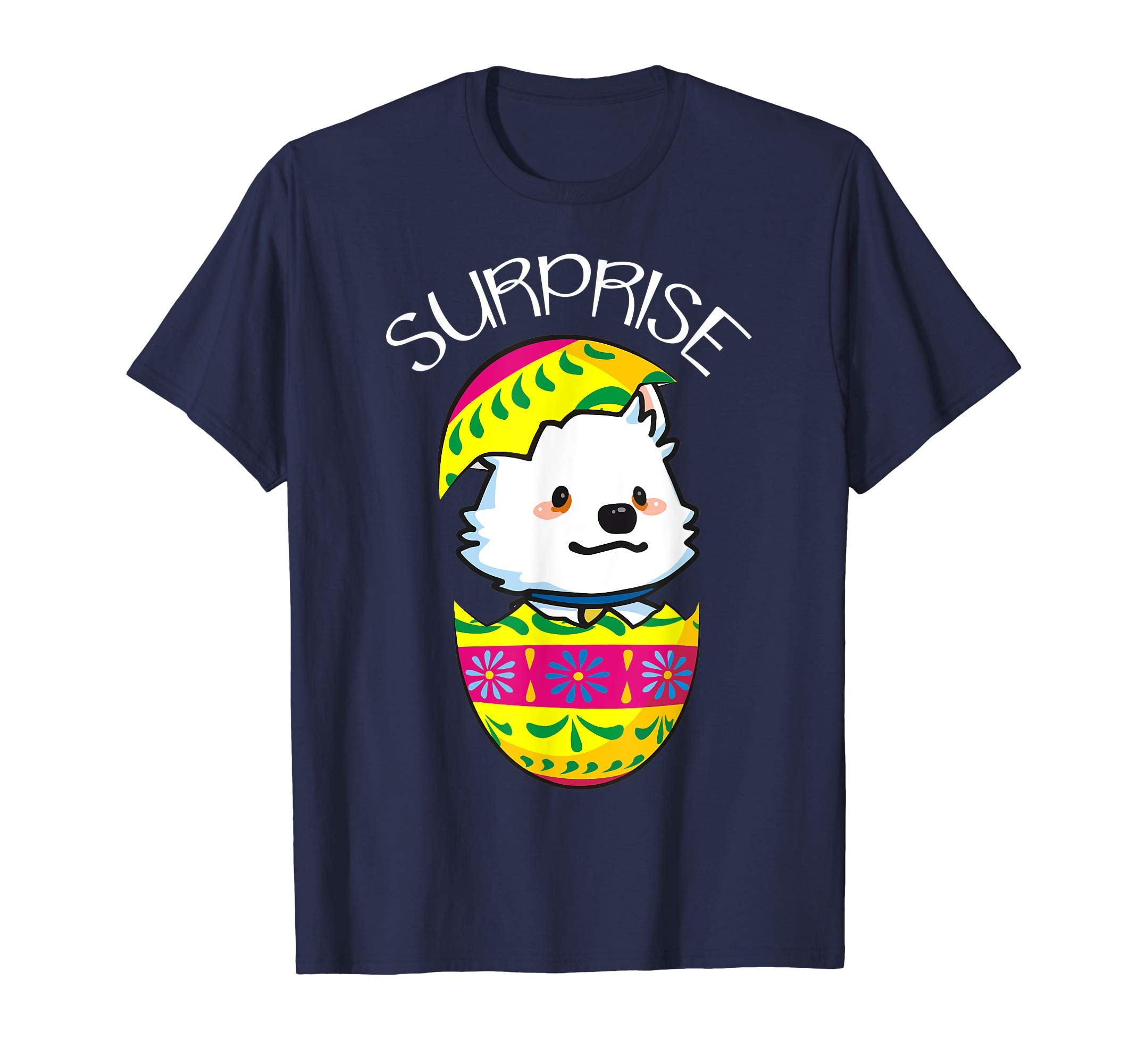 Cute Puppy American Eskimo Hatches Easter Egg Easter T-Shirt