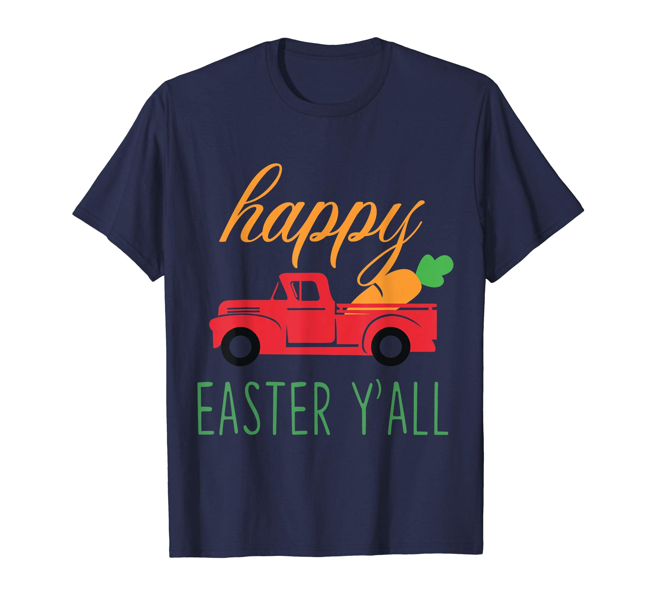 Womens Happy Easter Yall Red Truck With Carrot Shirt Toddler